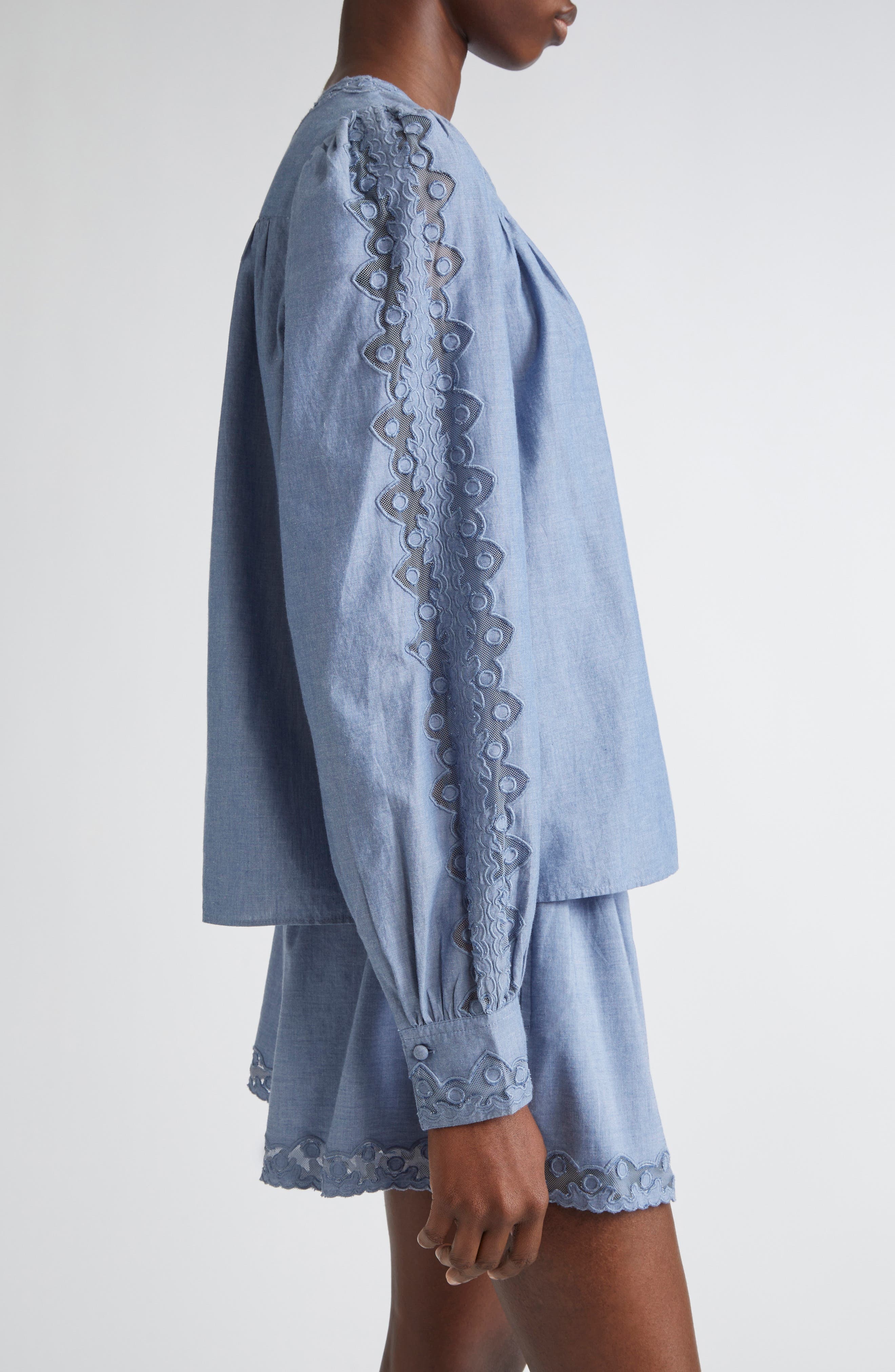Ulla Johnson Kady Appliqué Top in Chambray at Nordstrom - 4