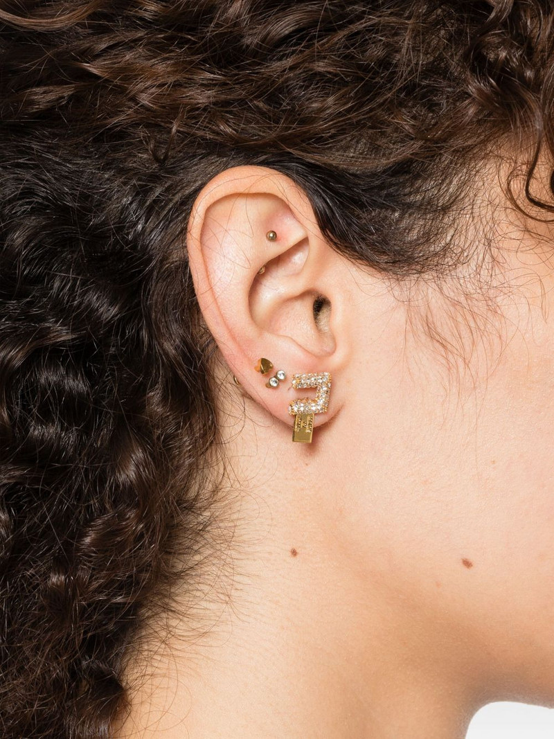 ELISABETTA FRANCHI square-frame crystal-embellishment earrings outlook