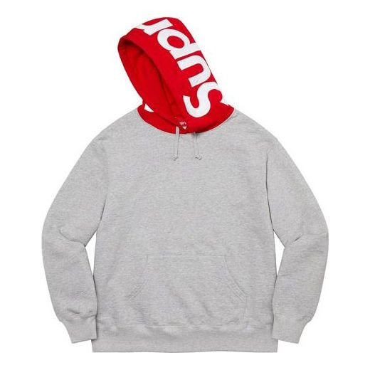 Supreme Contrast Hooded Sweatshirt 'Grey Red White' SUP-FW21-147 - 2