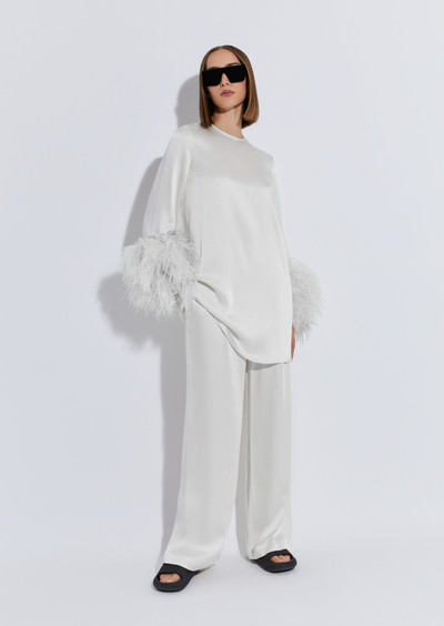 LAPOINTE Satin Dress With Feathers outlook