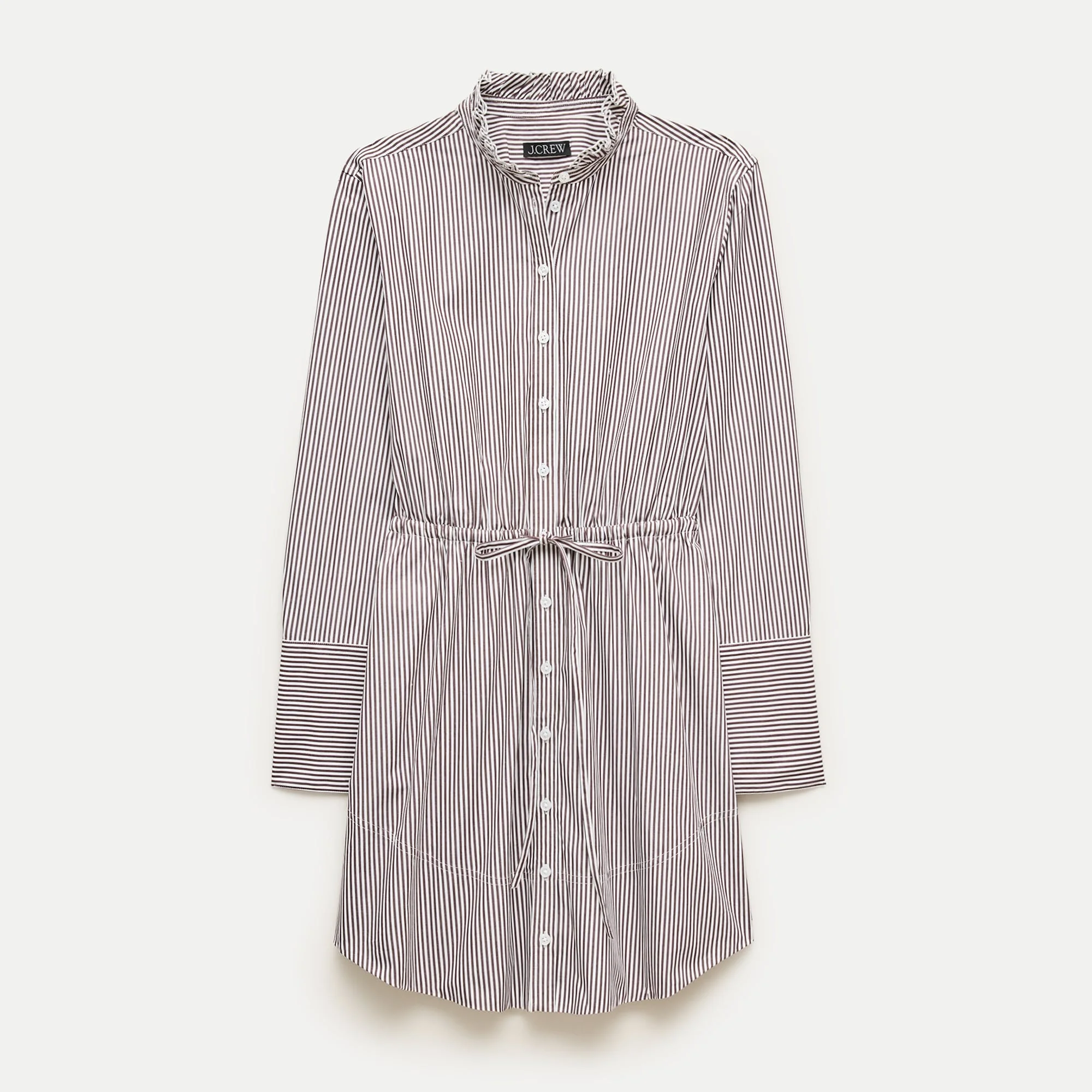 Ruffle-collar mini shirt-dress in striped Greenwich poplin - 1