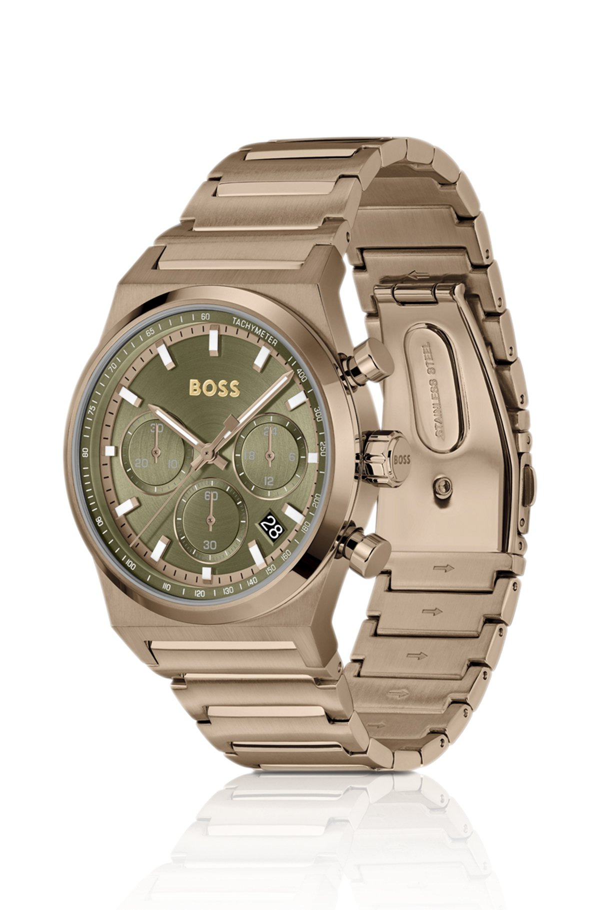 GOLD-TONE CHRONOGRAPH WATCH WITH LINK BRACELET - 2