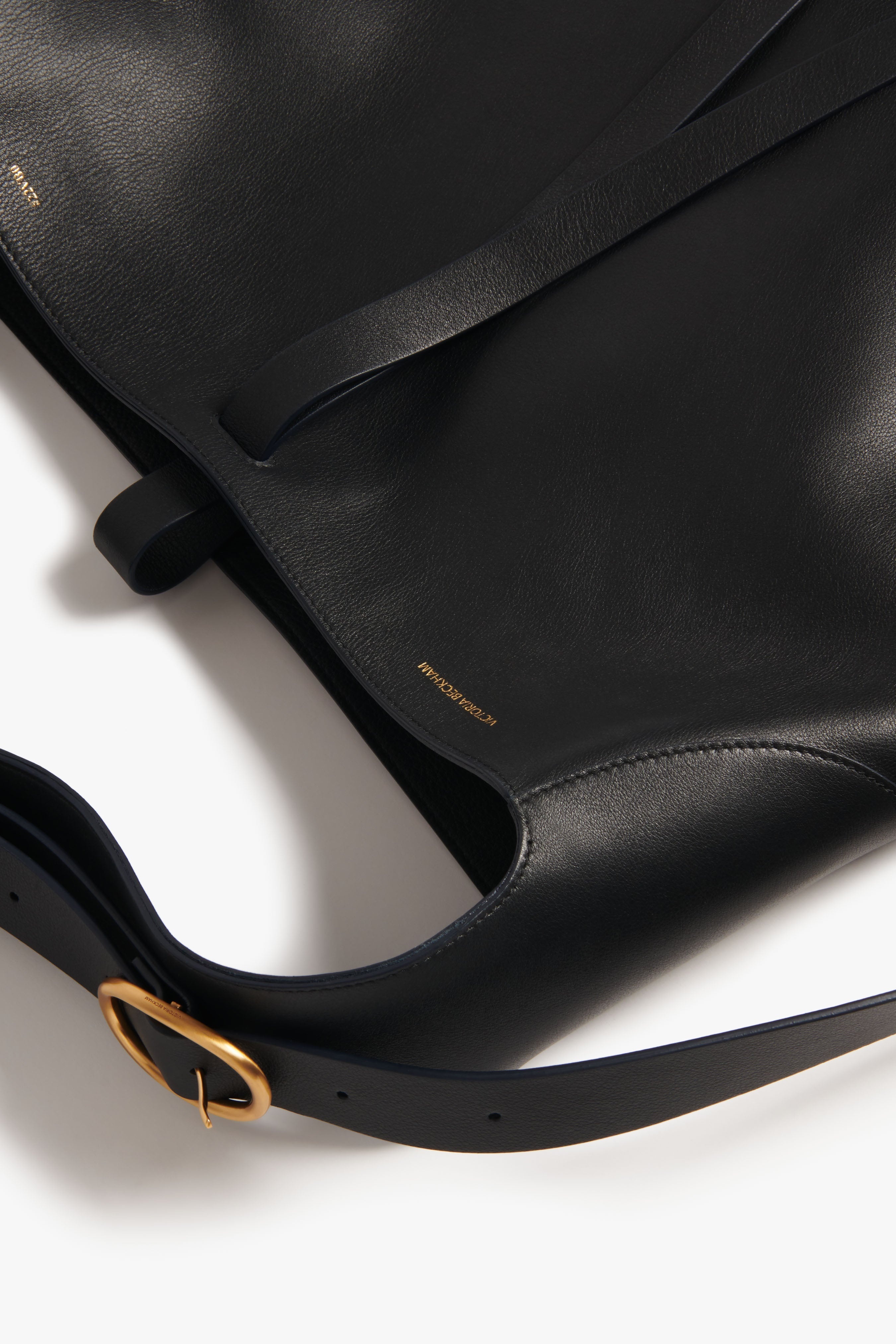 Large Half Moon Bag In Black Leather - 2