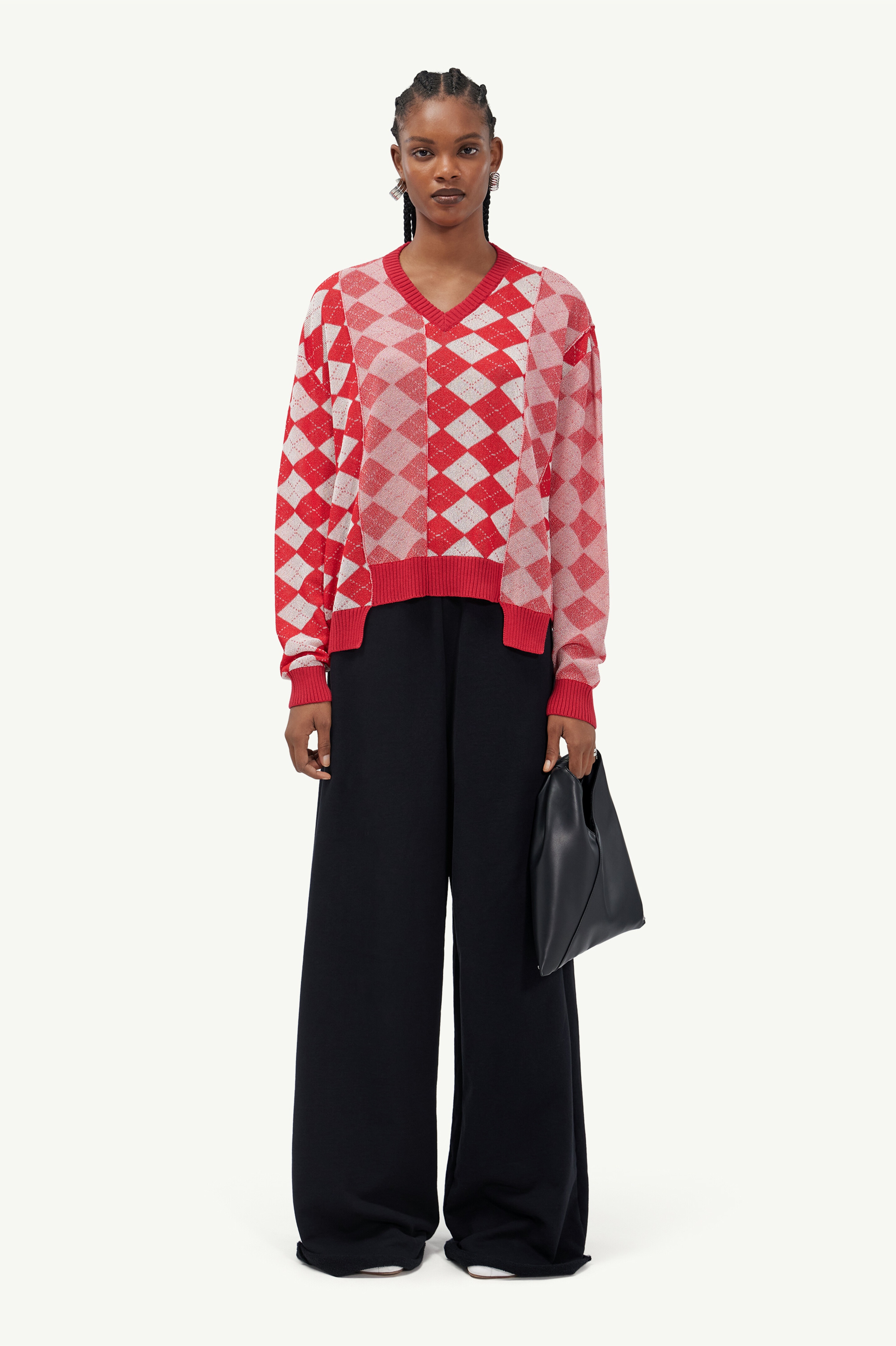 V-neck argyle jumper - 2