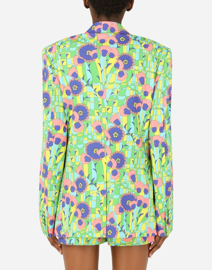 60s-print double-breasted gabardine jacket - 2