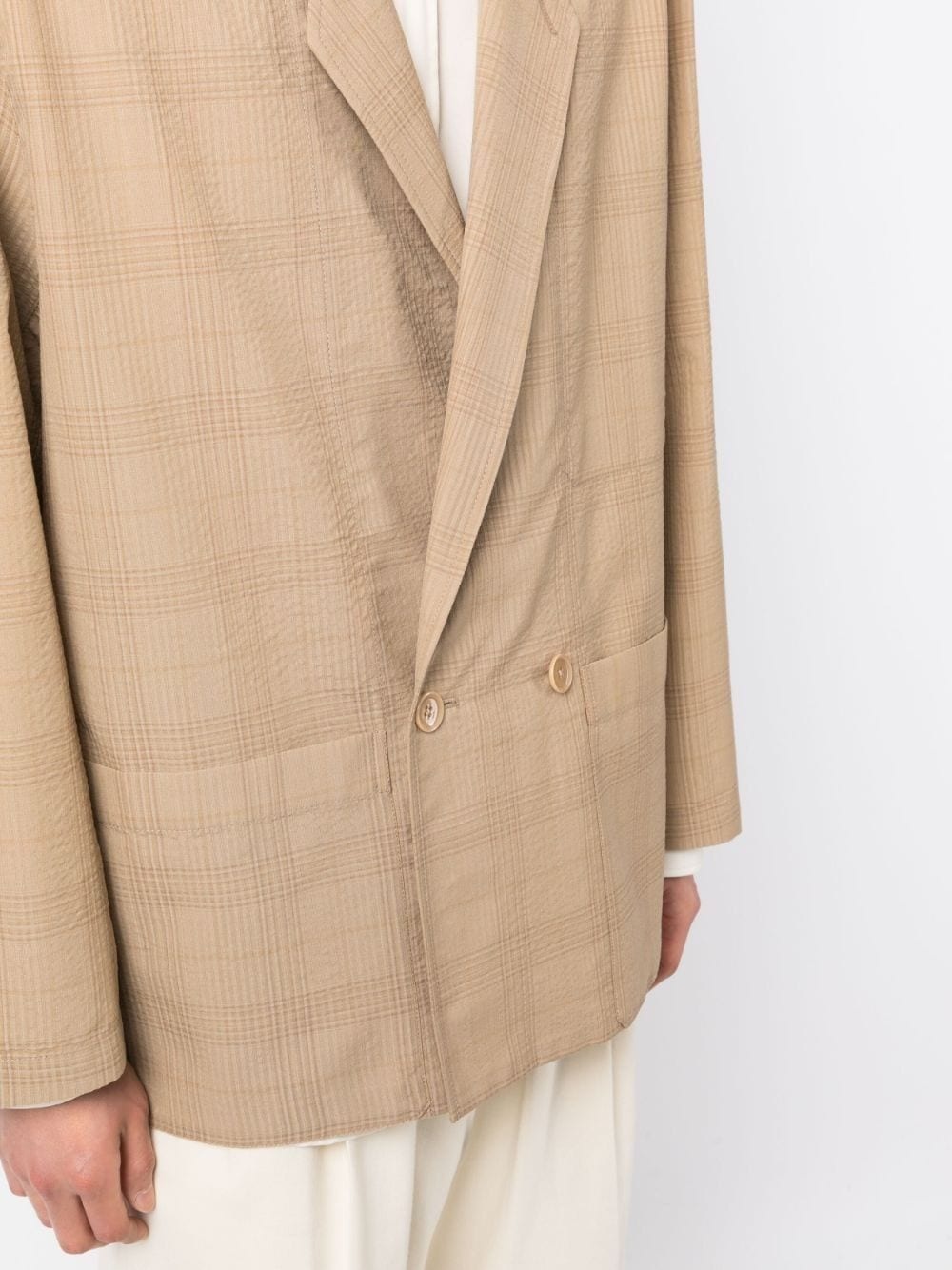checked double-breasted blazer - 5