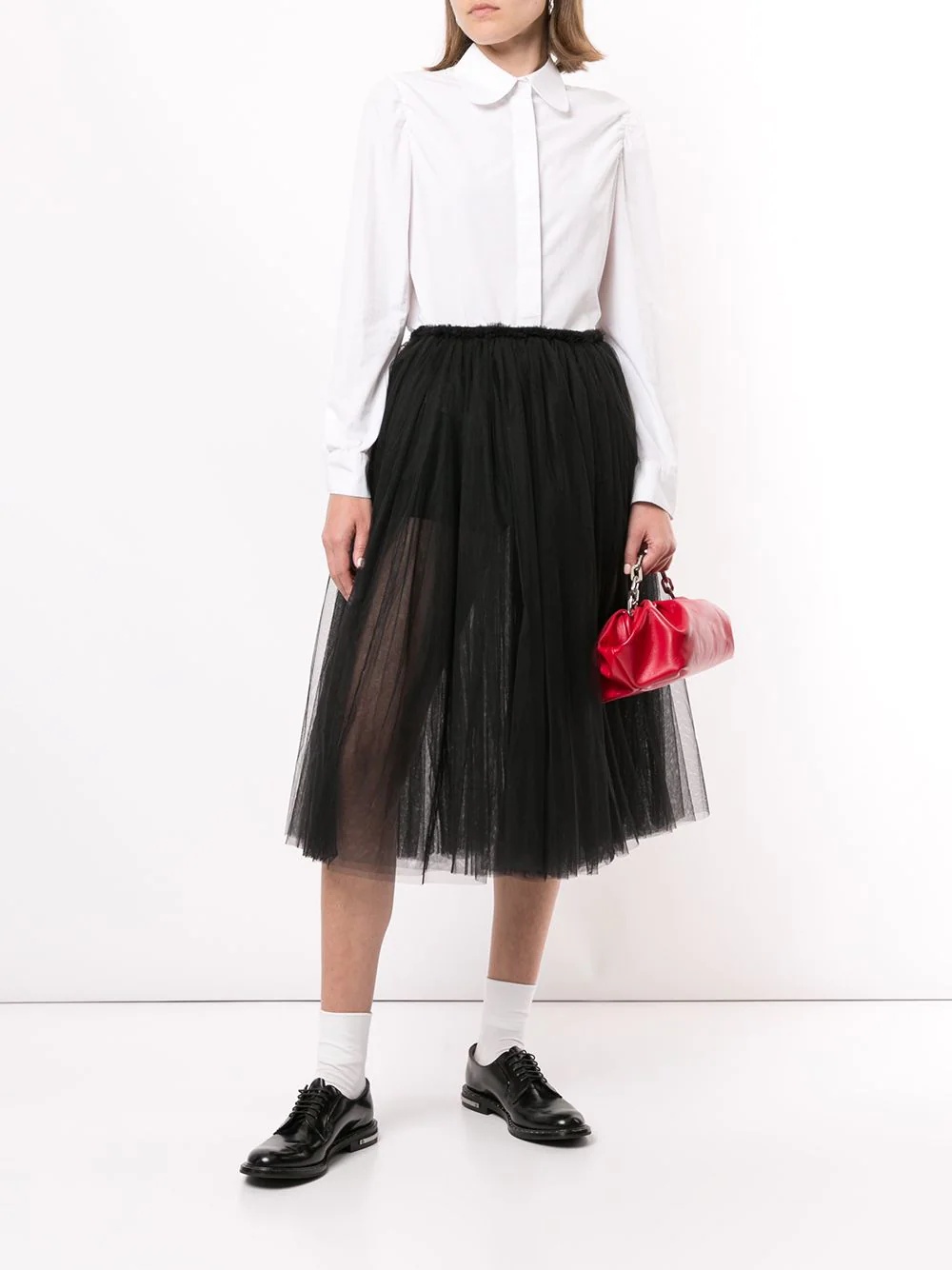 high-waisted pleated tulle skirt - 2