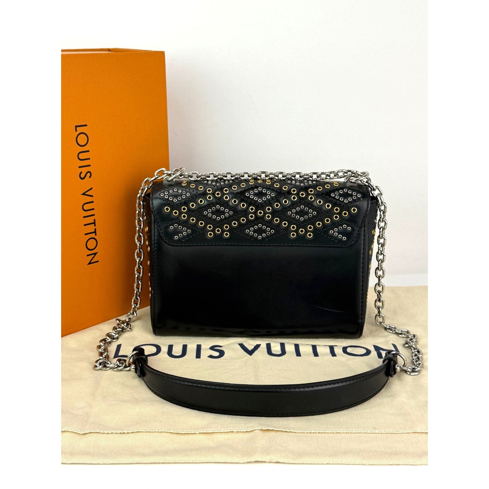 Louis Vuitton Calfskin Eyelet Twist MM Black Gold Silver Shoulder Bag - 2