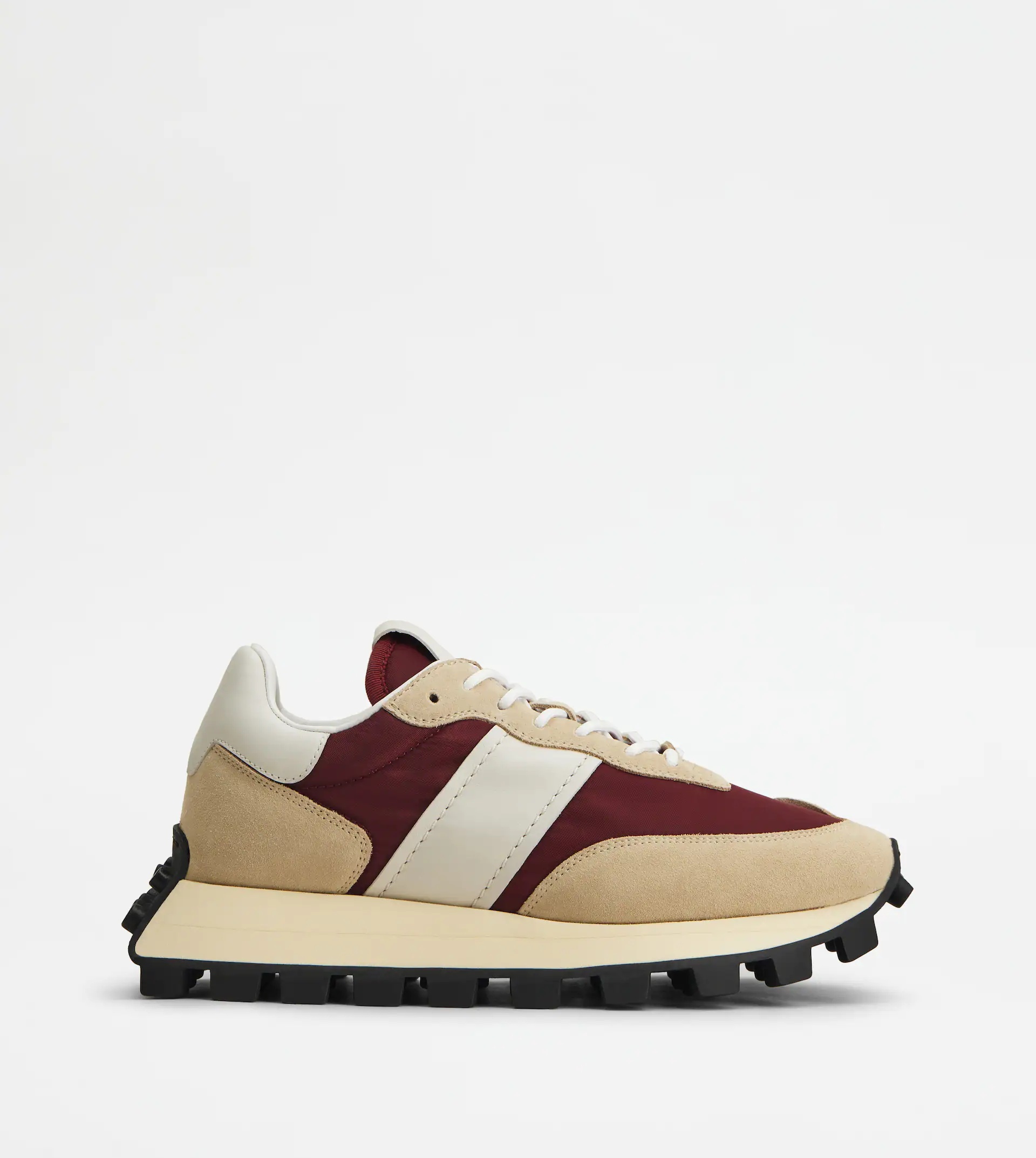 SNEAKERS TOD'S 1T IN SUEDE AND FABRIC - BEIGE, BURGUNDY, WHITE - 1