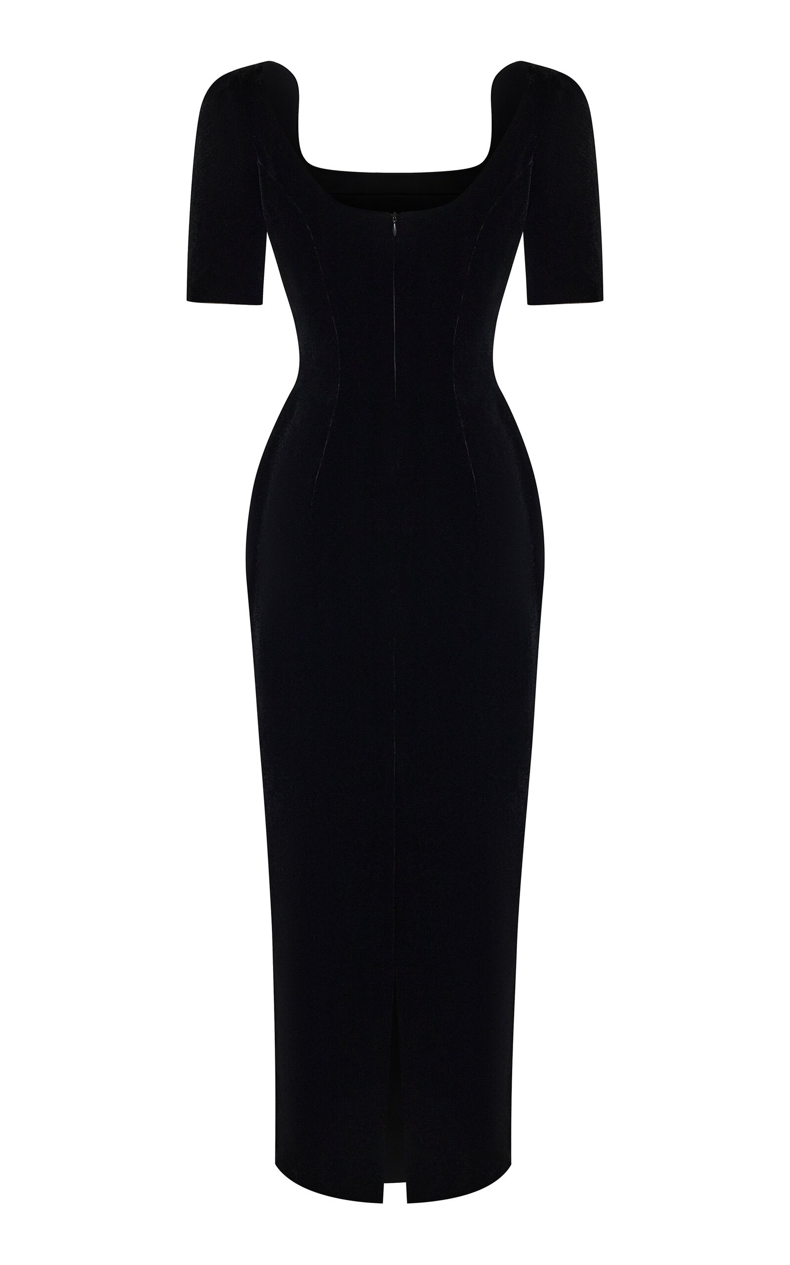 Scoop-Neck Velvet Midi Dress black - 4