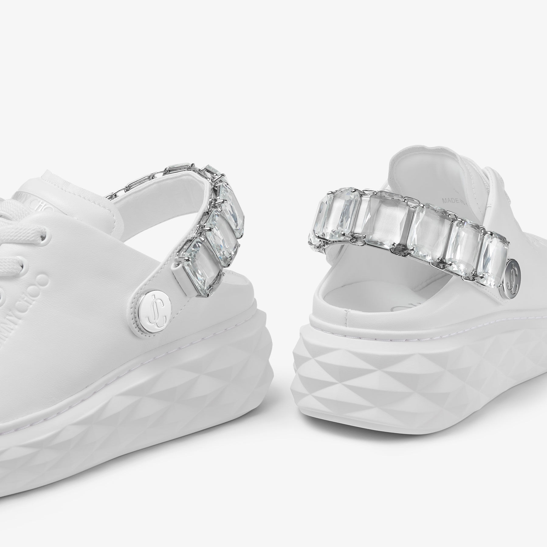 Diamond Maxi Crystal
White Nappa Leather Slipper Trainers with Crystal Strap - 4