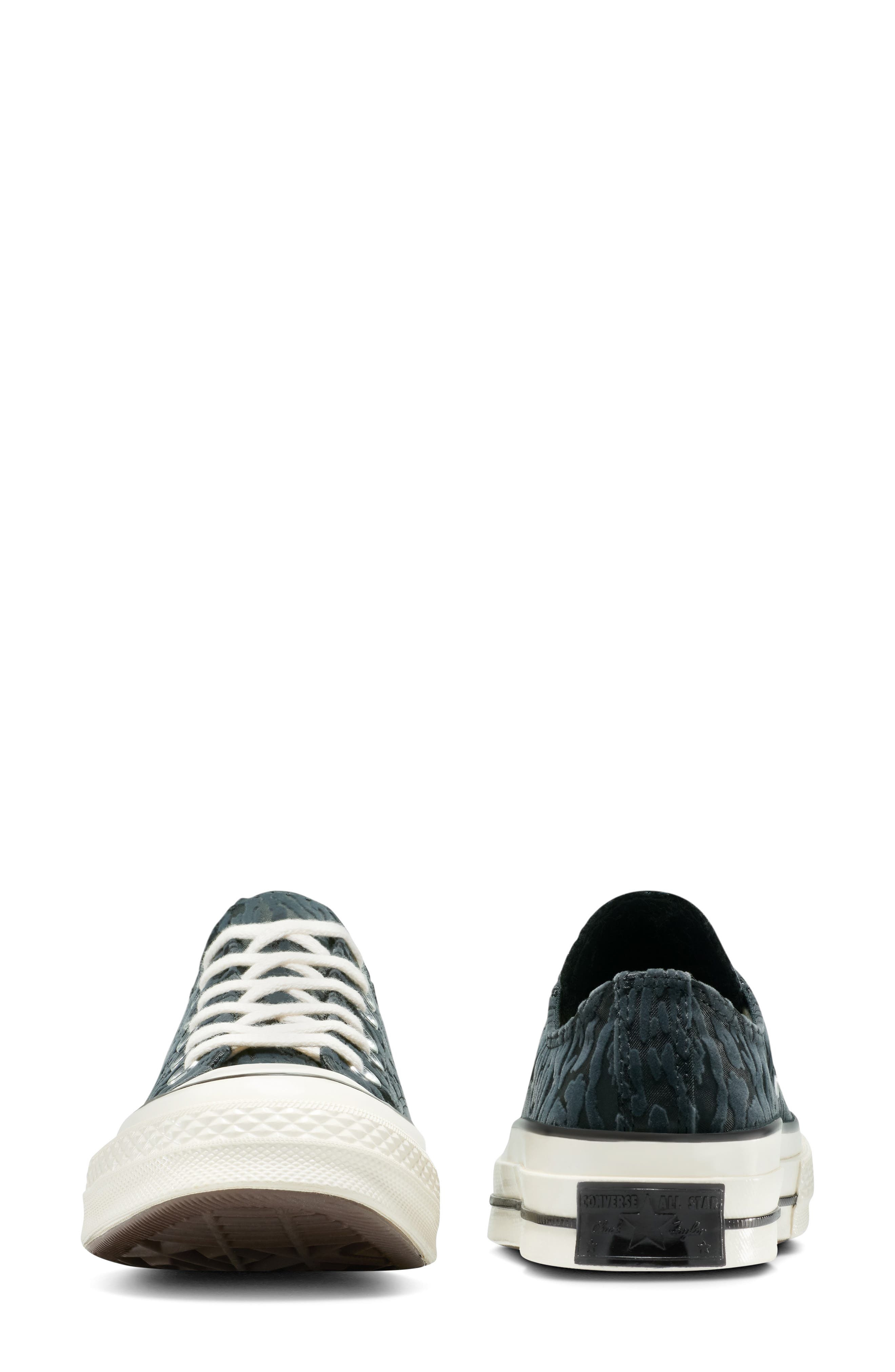 Converse Gender Inclusive Chuck 70 Leopard Flocked Satin Low Top Sneaker in Black/Total Eclipse/Egre - 3