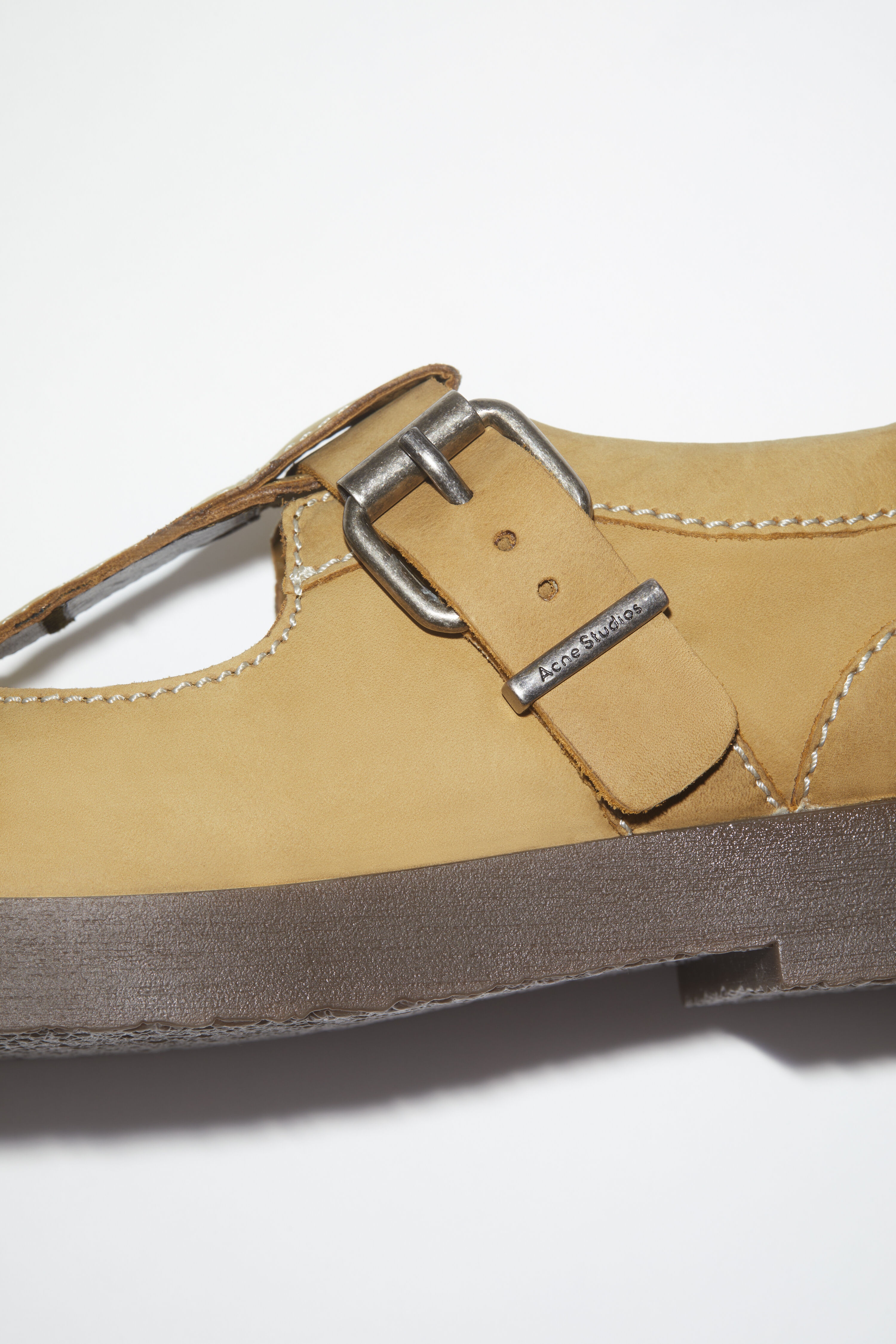 Leather buckle shoes - Khaki beige - 7