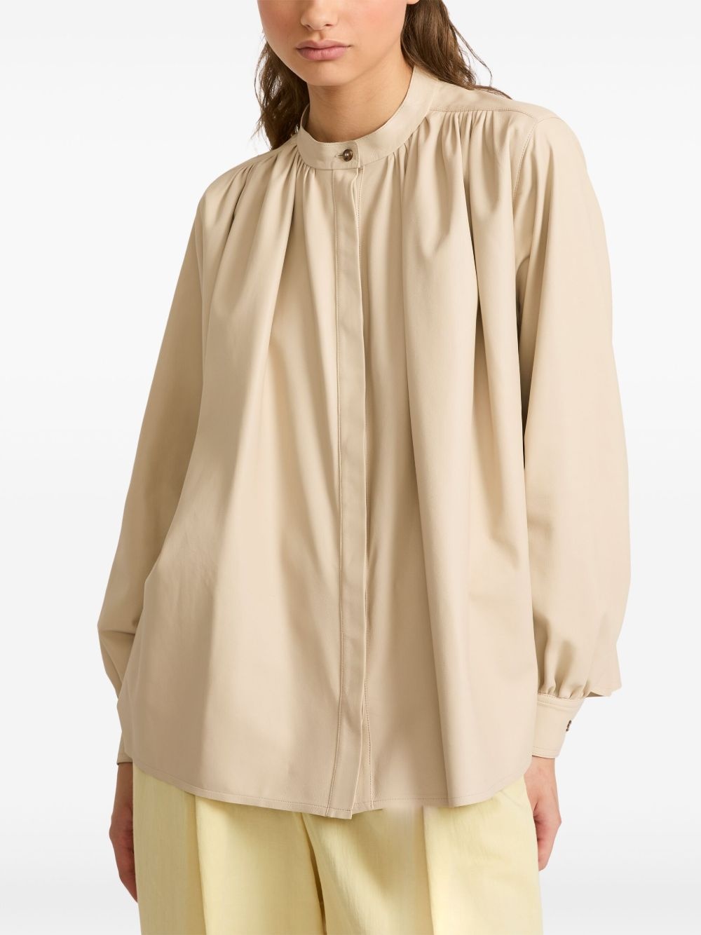 pleated leather shirt - 4