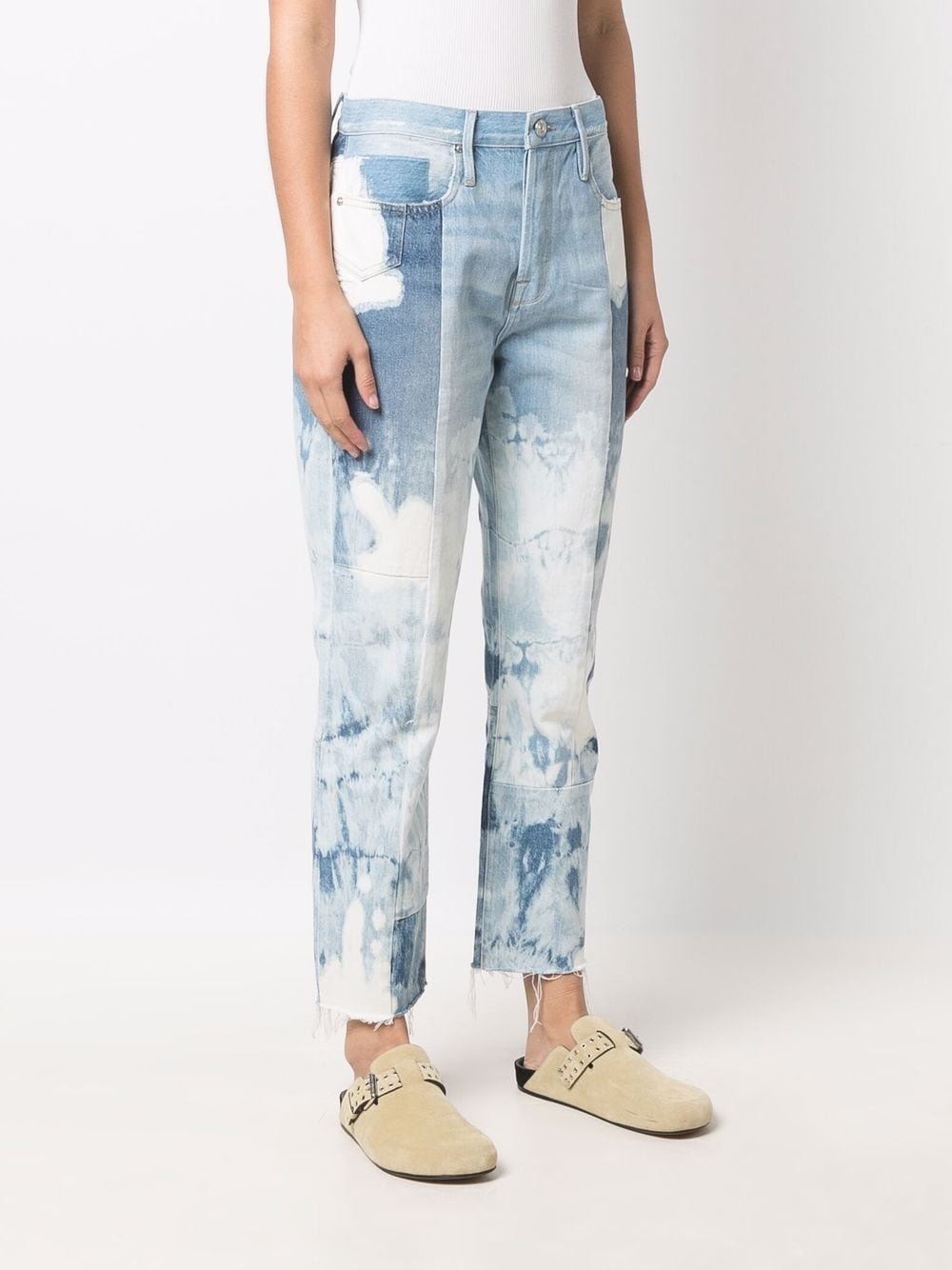 patchwork-design denim jeans - 3