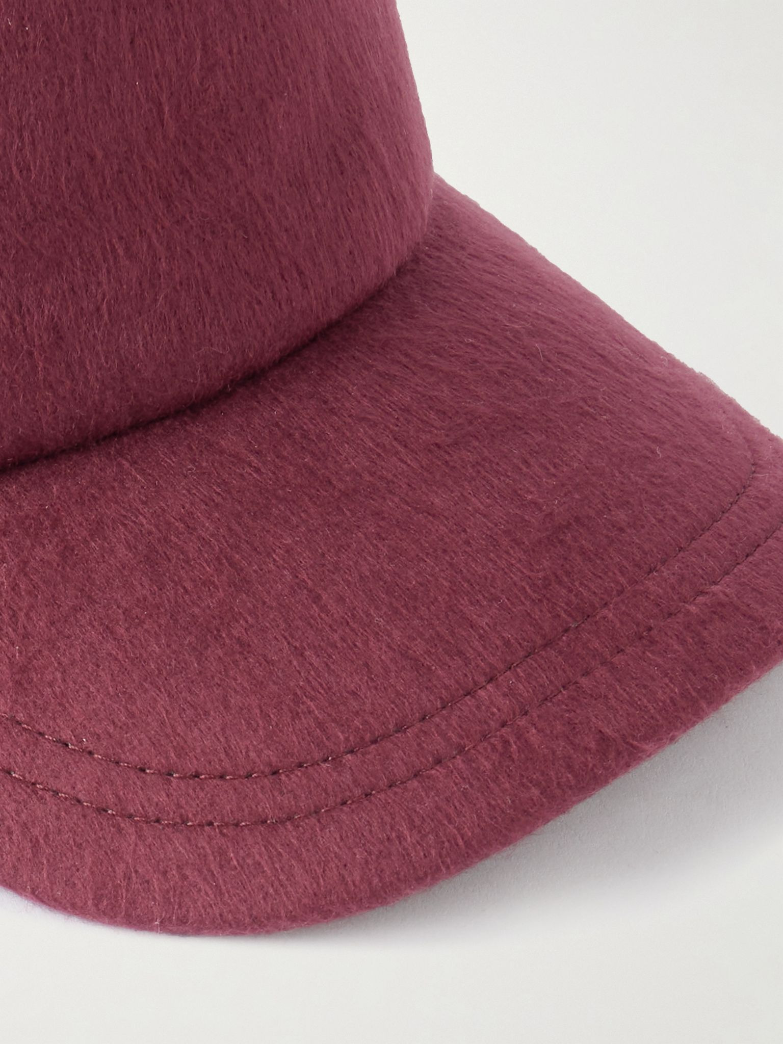 Zed brushed-silk and cashmere-blend baseball cap Burgundy - 4