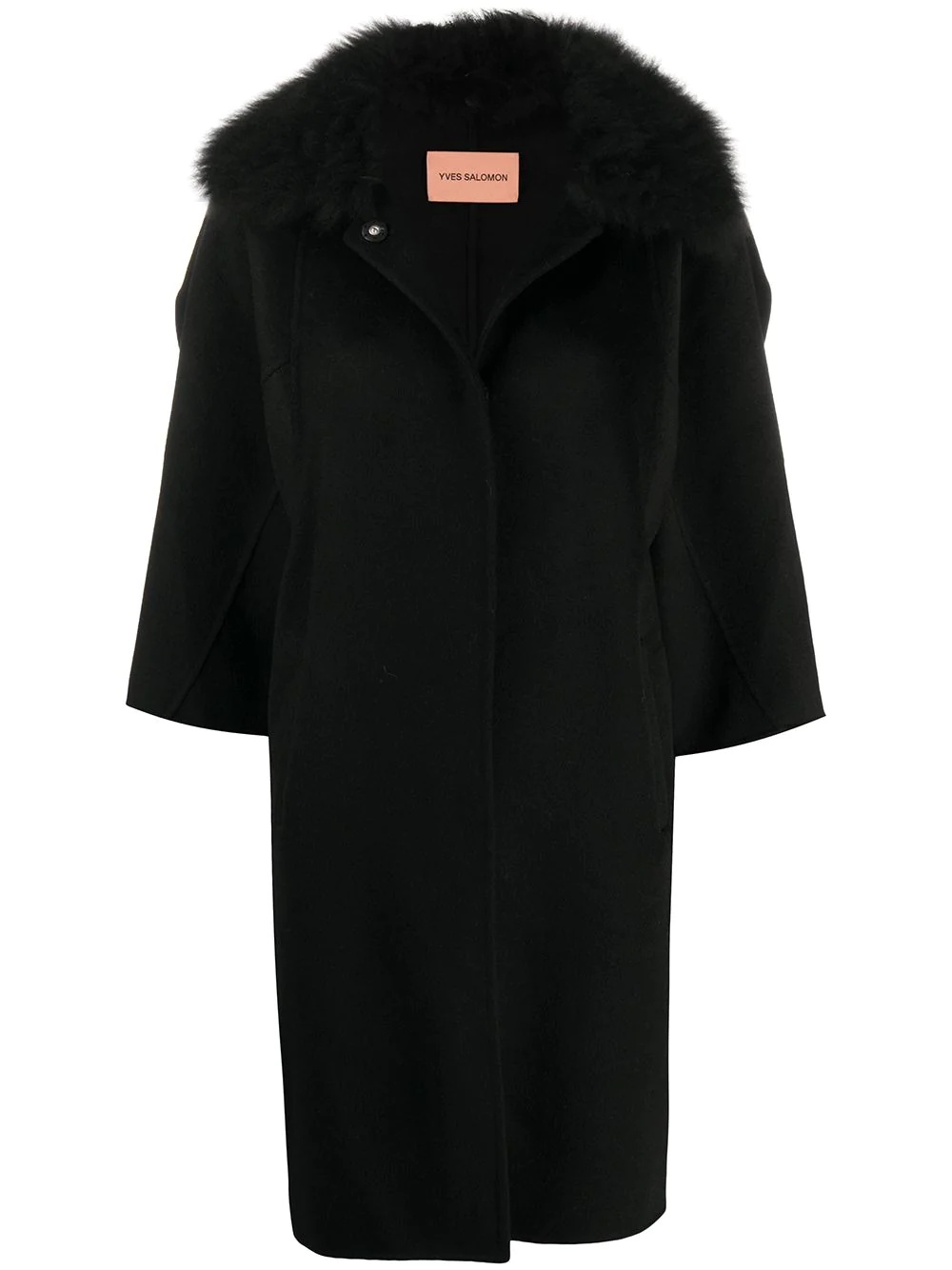 contrast collar single breasted coat  - 1