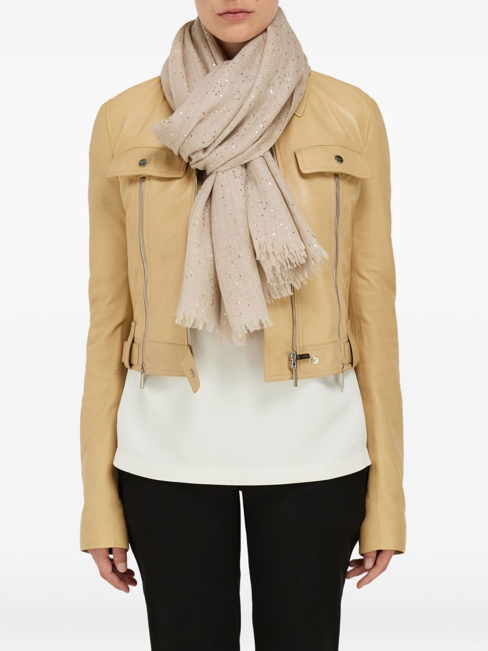 sequin-embellished scarf - 4