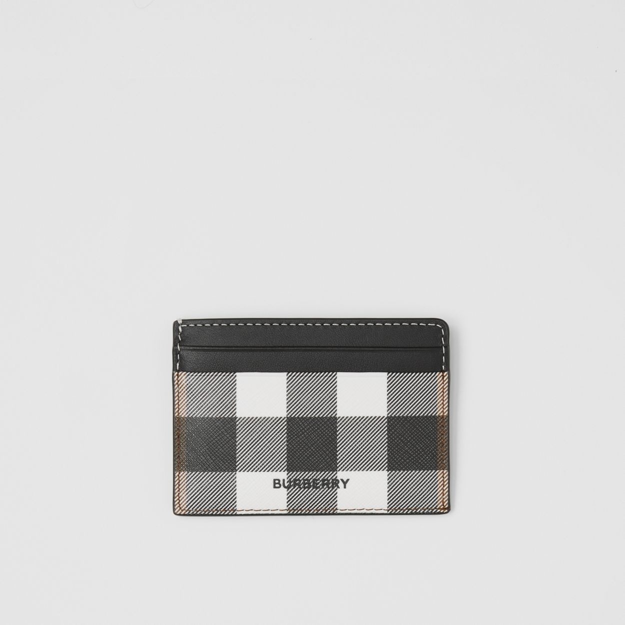 Check and Leather Card Case - 1