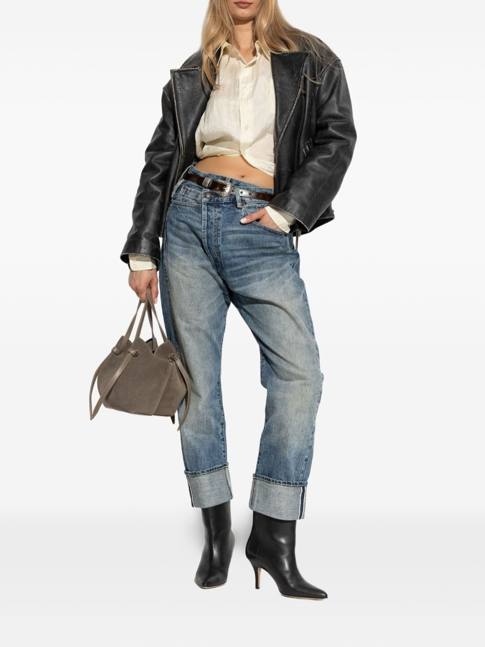 crossover-waist jeans - 2