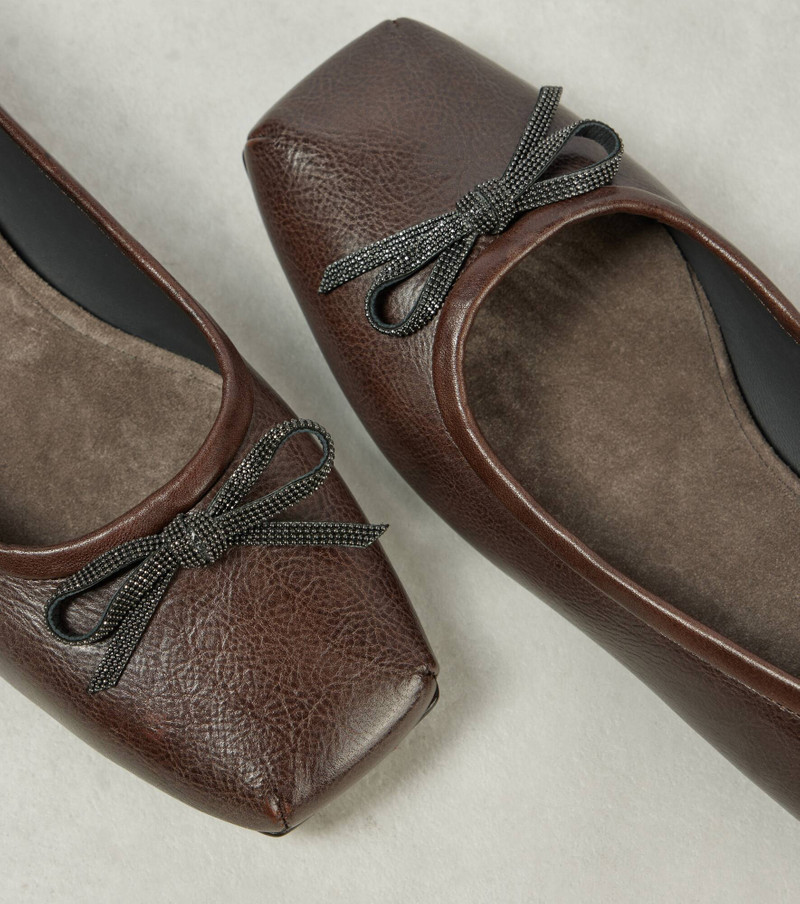 Embellished bow-detail leather ballet flats 6