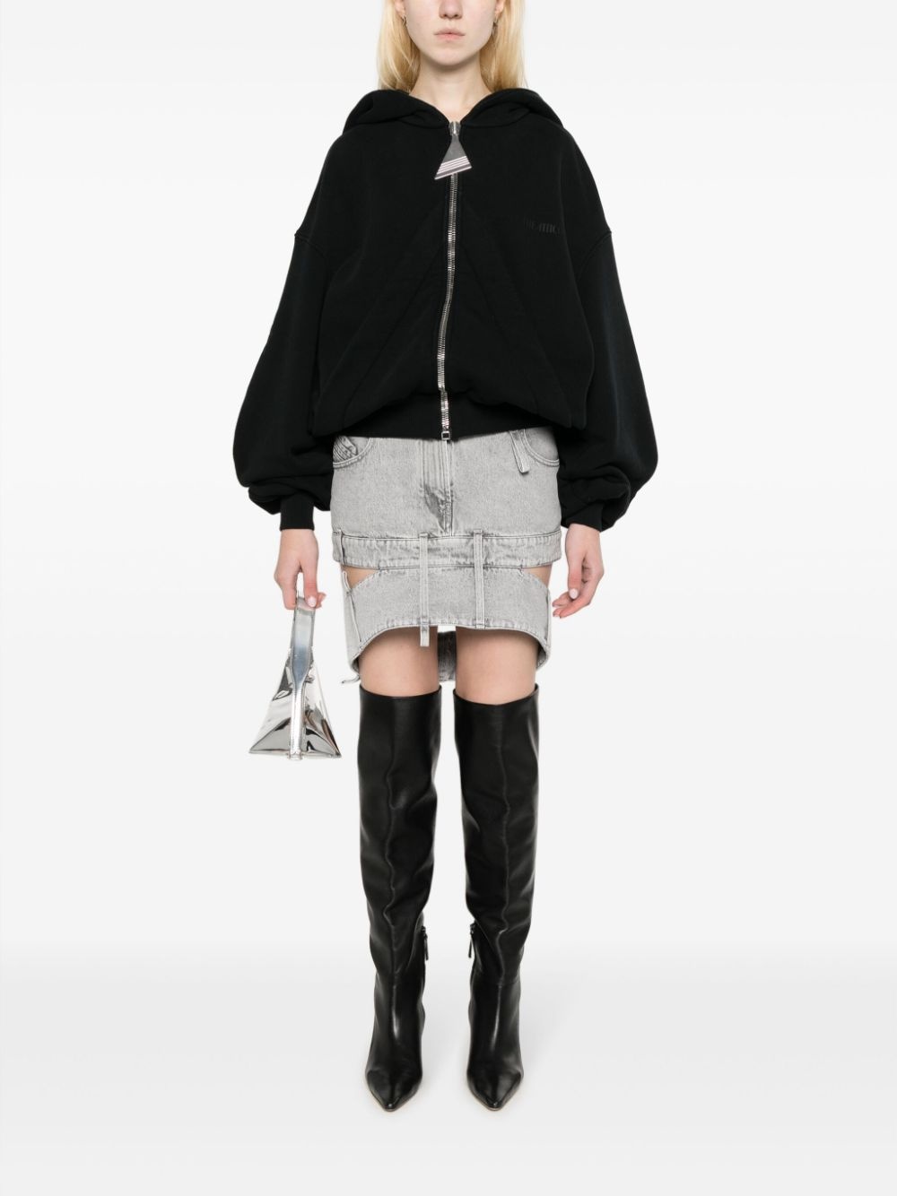 cut-out denim mini skirt - 2