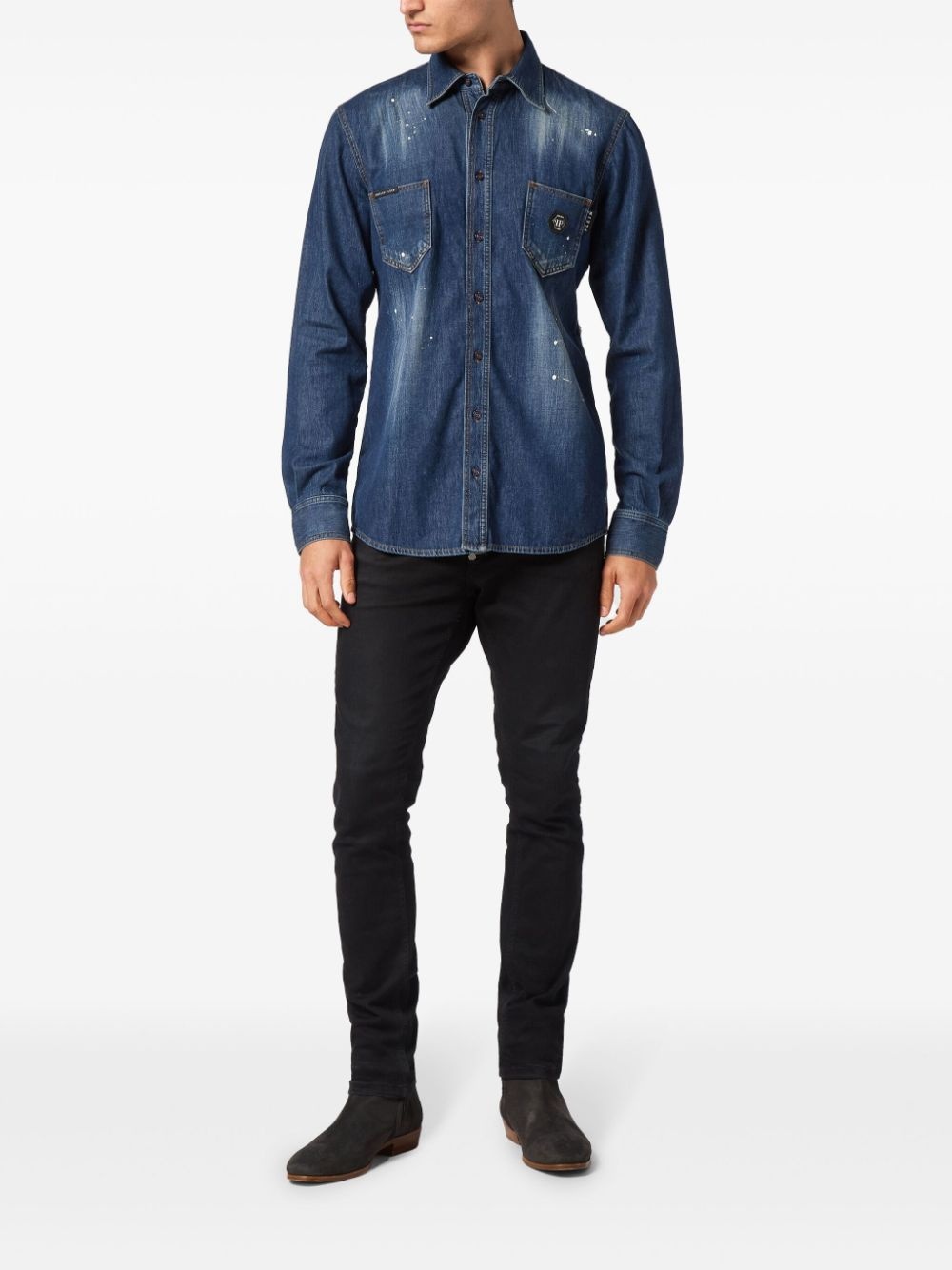 denim long-sleeved shirt - 2