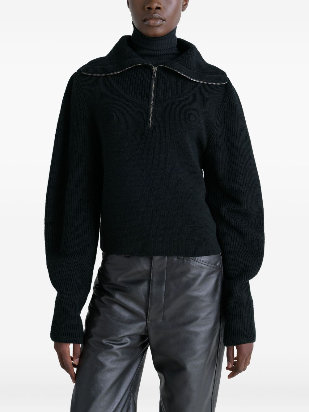 ribbed-knit half-zip sweater - 3