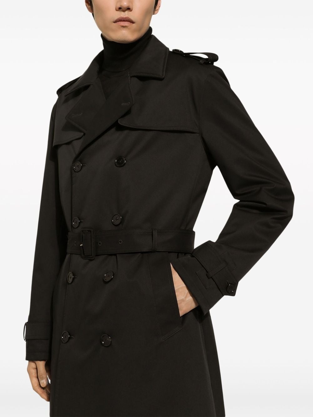 belted double-breasted trench coat - 5