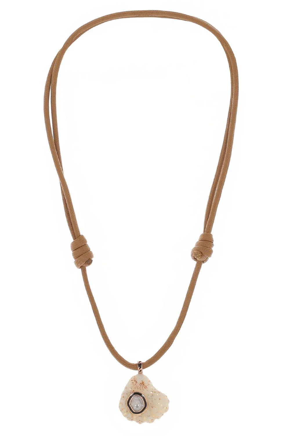 Diamond Cat Paw Shell Brown Necklace - 1