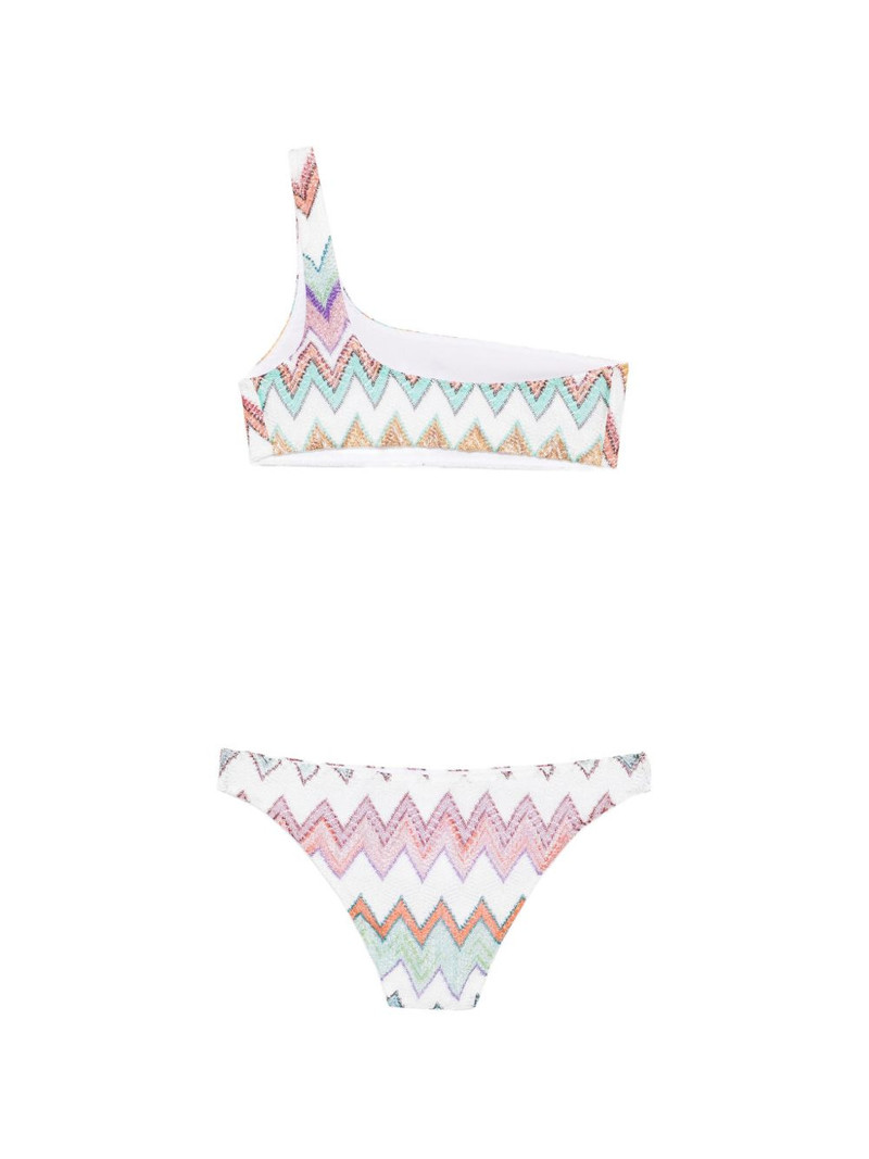 Missoni zigzag-knit one-shoulder bikini outlook