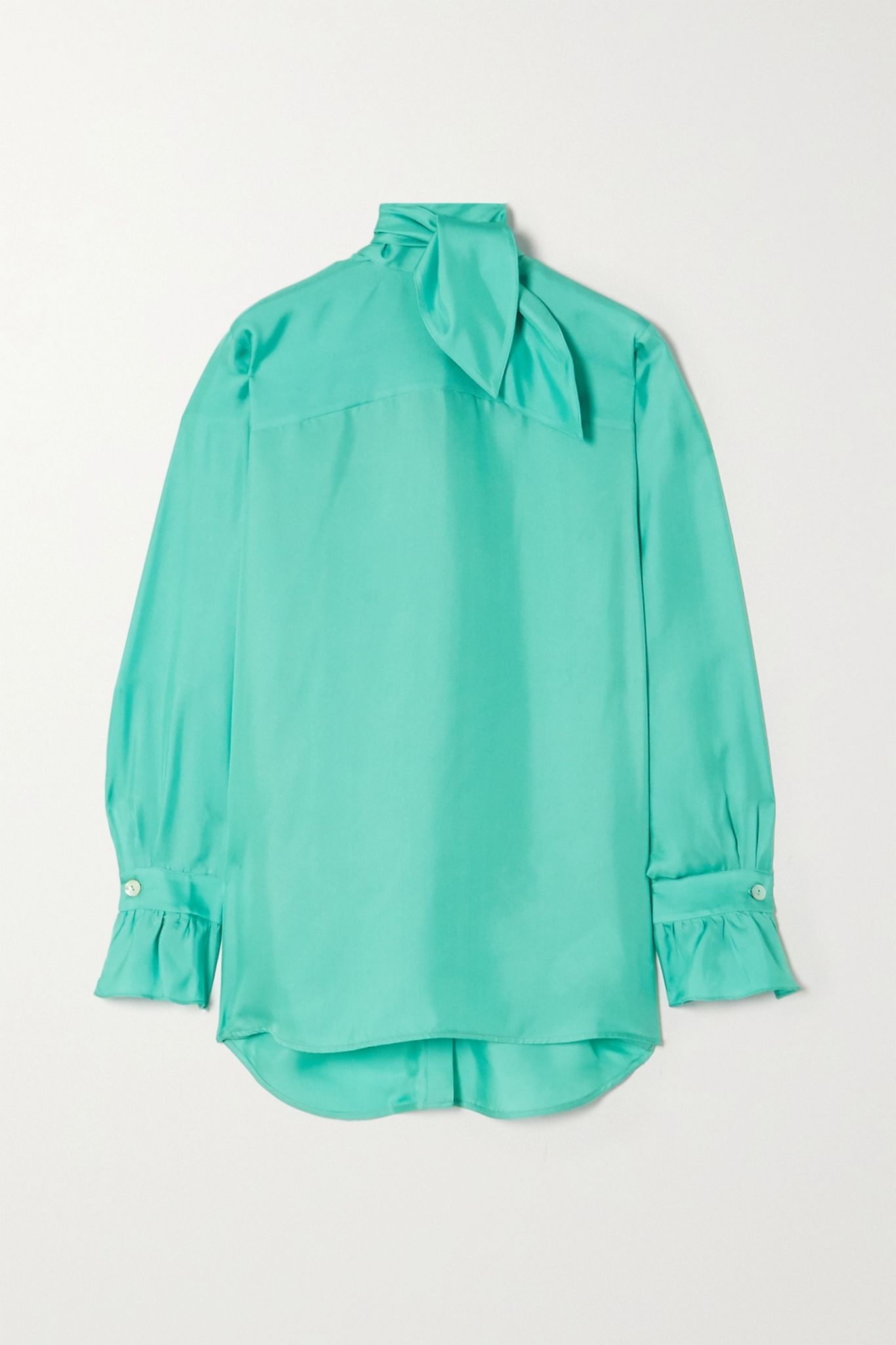 Tie-neck silk-twill blouse - 1