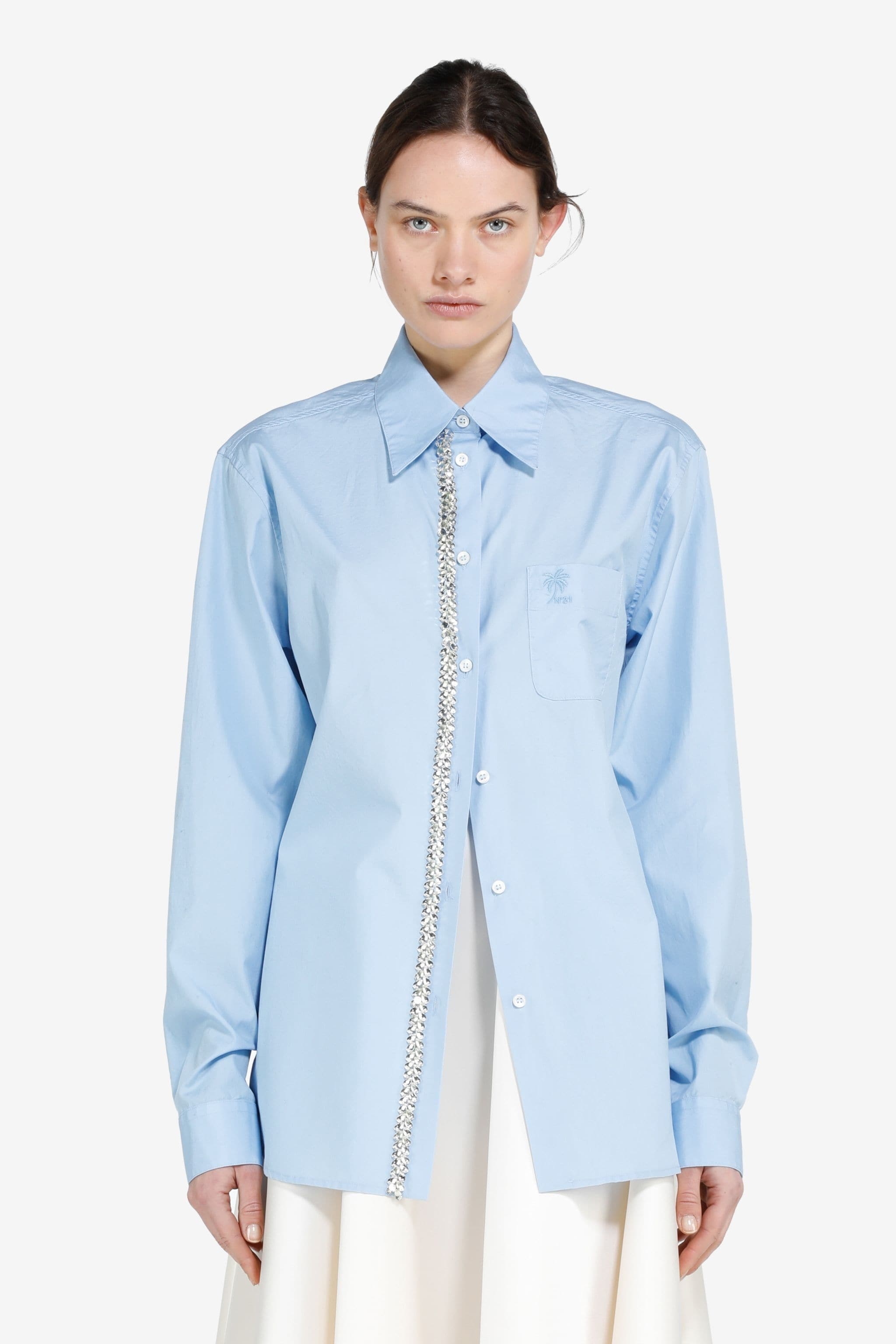 CRYSTAL-EMBELLISHED COTTON SHIRT - 1