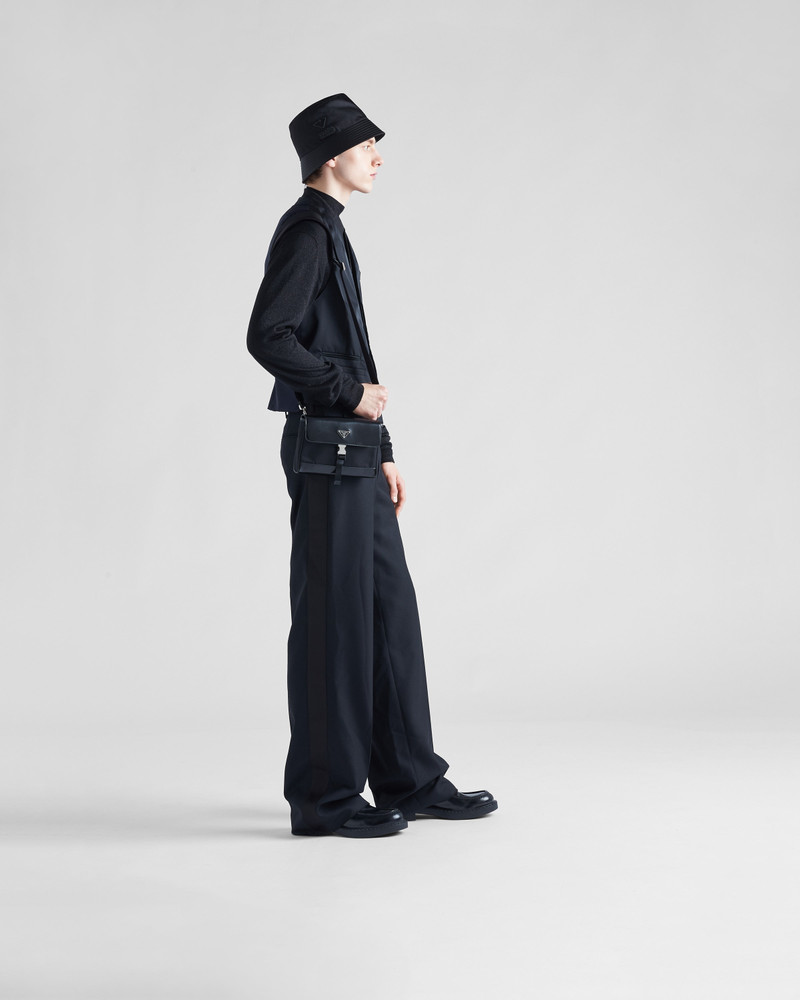 Re-Nylon and leather shoulder bag 8