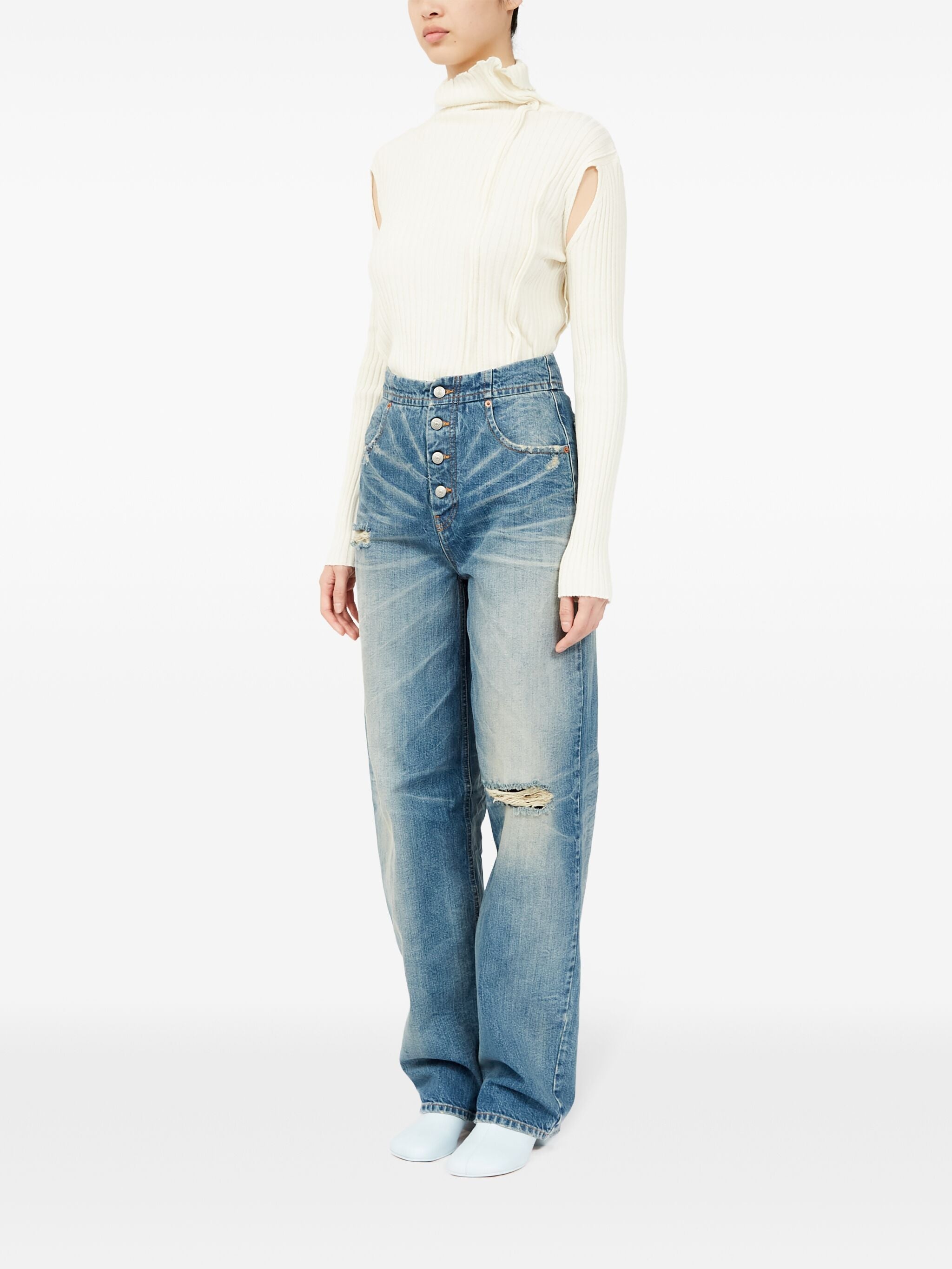Distressed Straight Jeans - 2