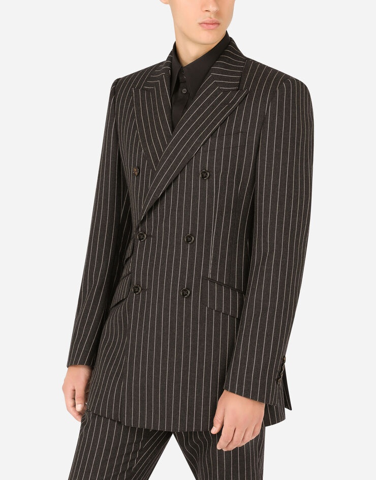 Double-breasted pinstripe wool Beat-fit jacket - 4