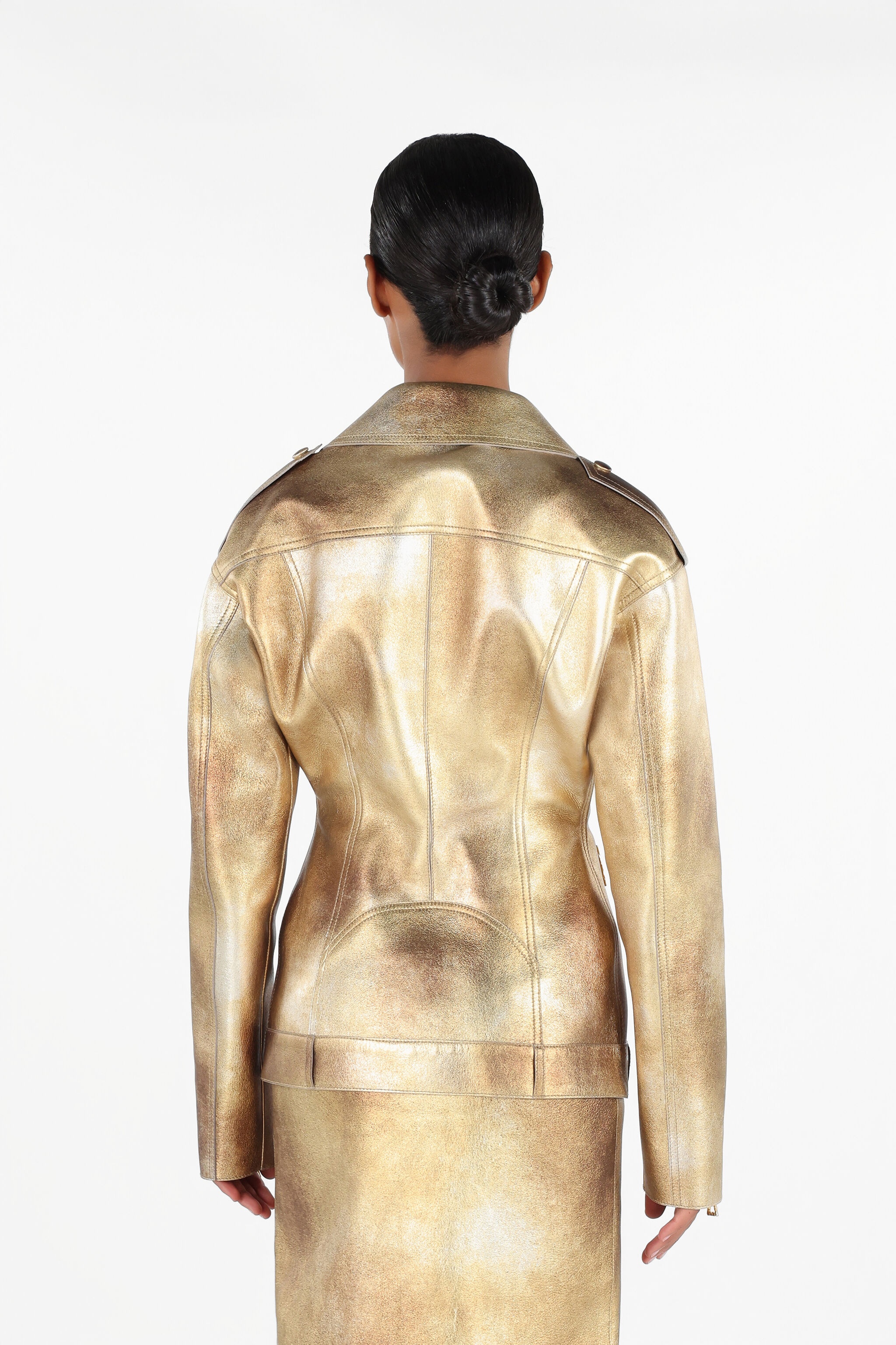 Metallic Effect Biker Jacket - 4