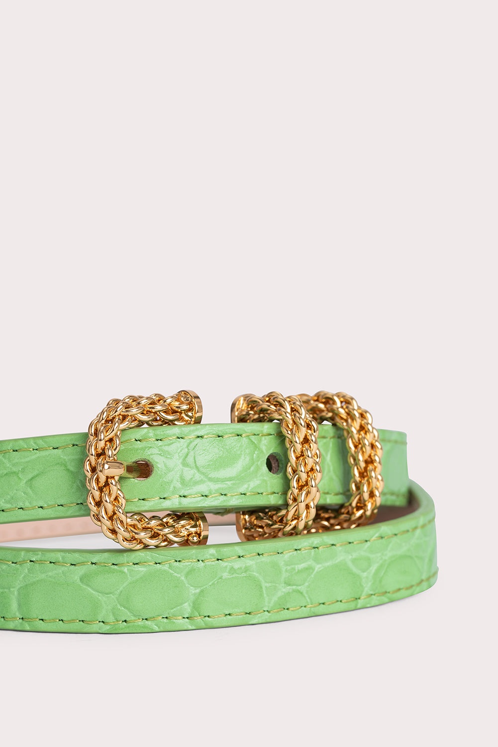 Kat Fresh Green Circular Croco Embossed Leather - 3