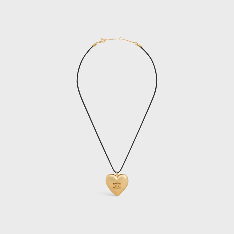 Celine Cœur Triomphe Necklace in Brass with Gold Finish and Cotton - 1