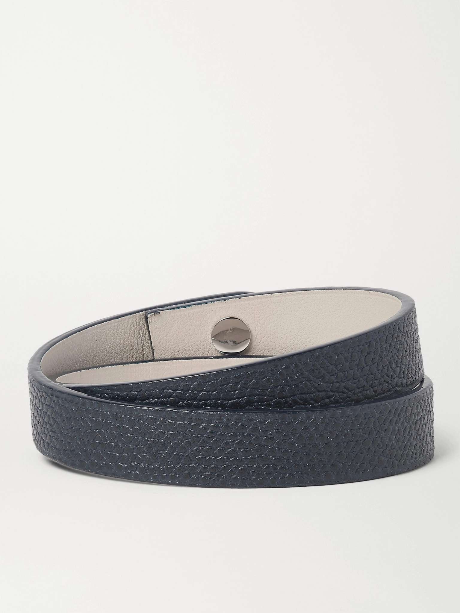 Pebble-Grain Leather Wrap Bracelet - 1