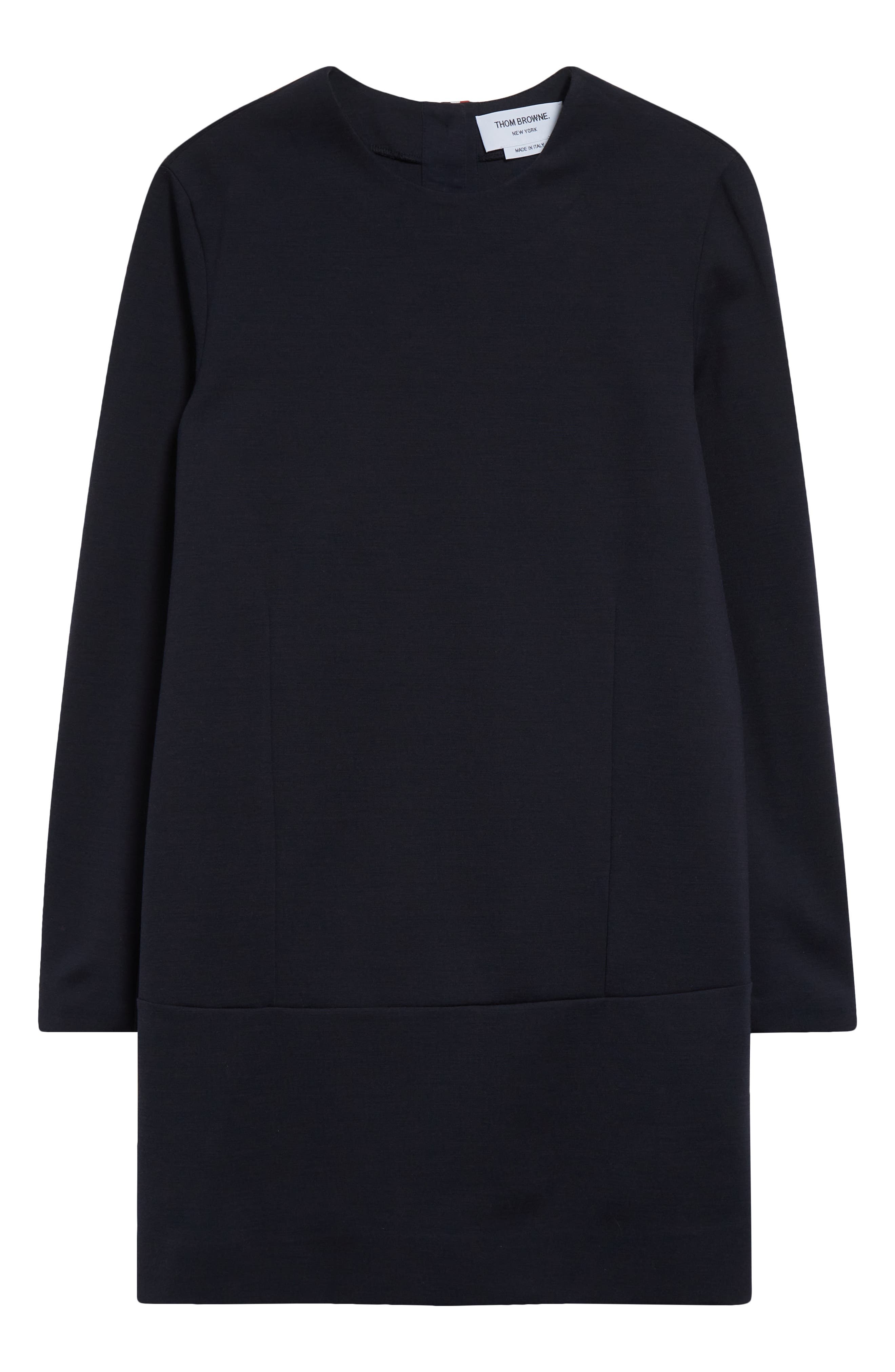 Thom Browne Long Sleeve Wool Blend Shift Dress in Navy at Nordstrom - 5