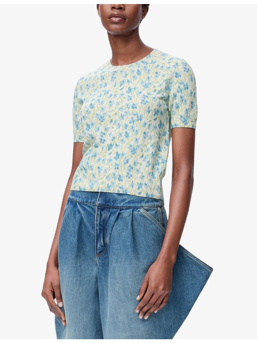 Floral-Intarsia Short-Sleeved Cotton-Blend Jumper - 3