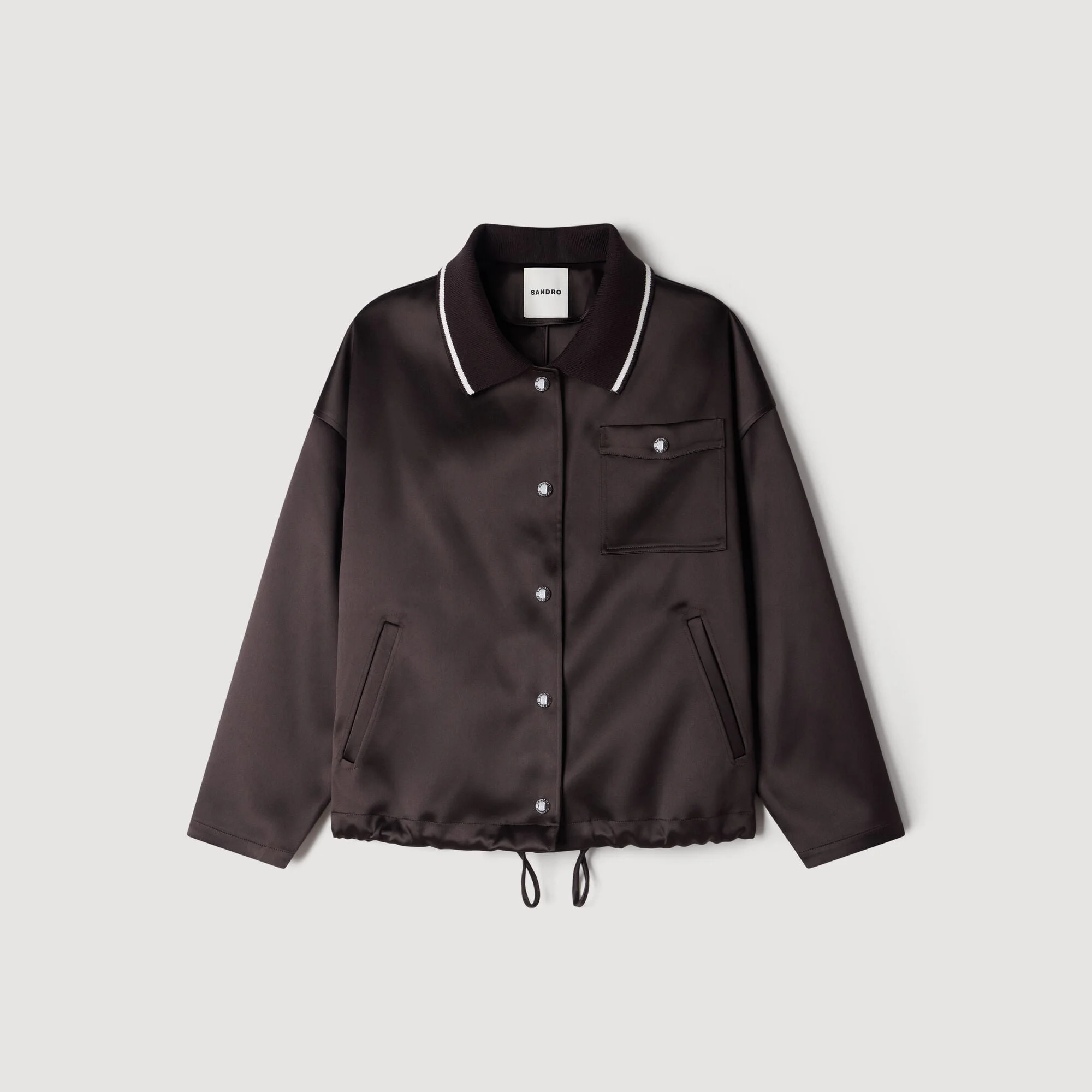 SATIN-LOOK JACKET WITH POLO COLLAR - 1