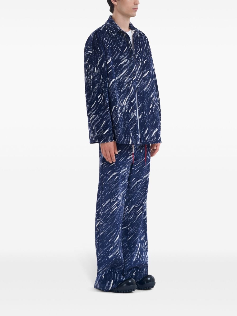 abstract-pattern print wide-leg jeans - 3