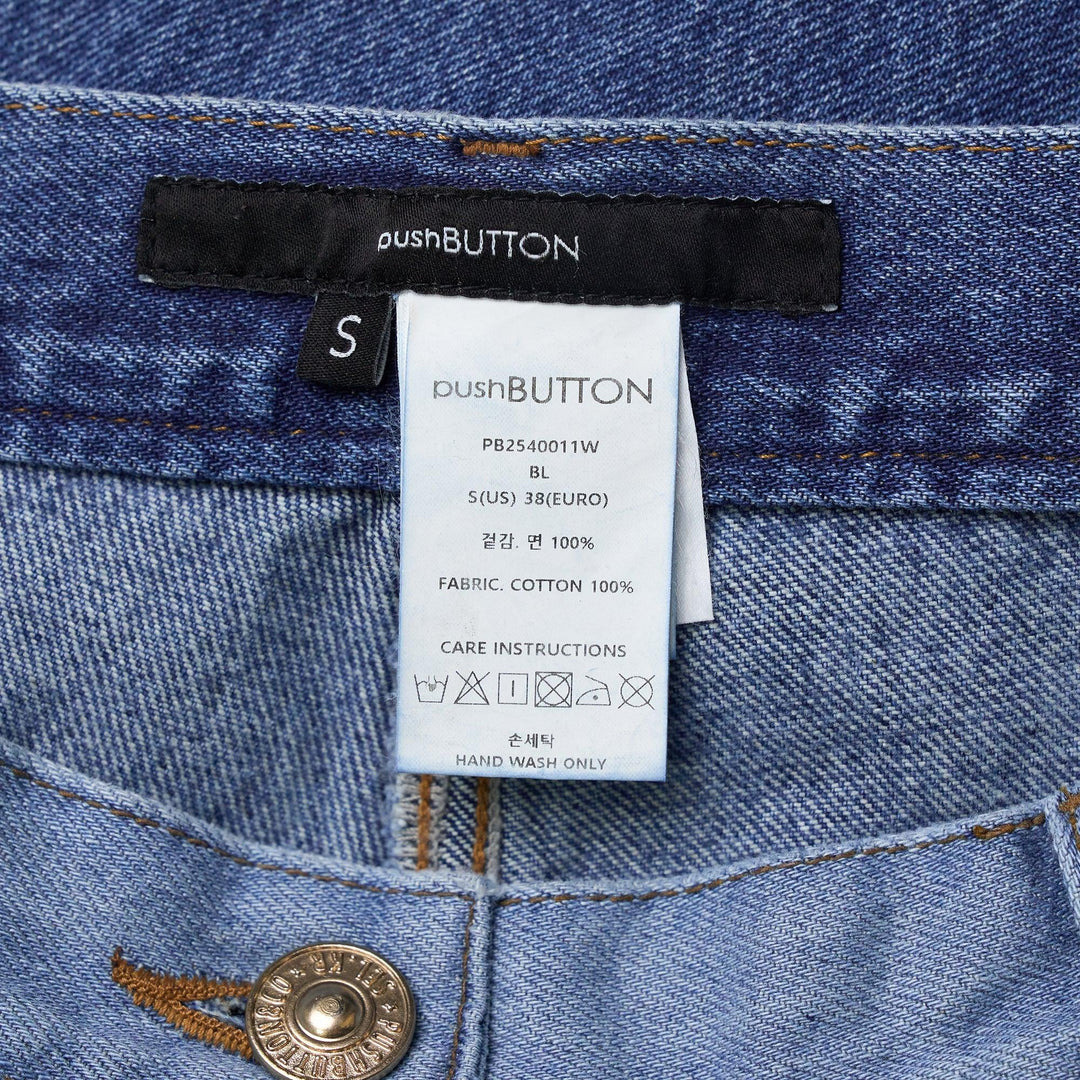 Blue Panty Printed Wide Jeans - 3