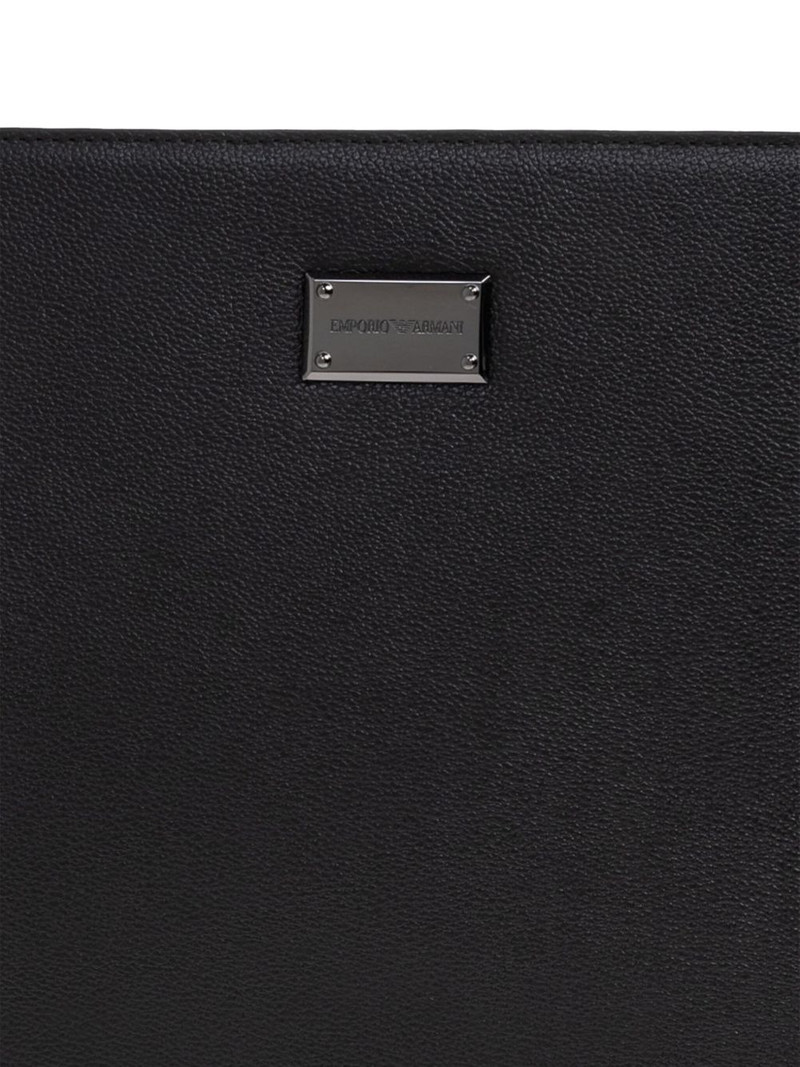logo-plaque leather clutch bag 5