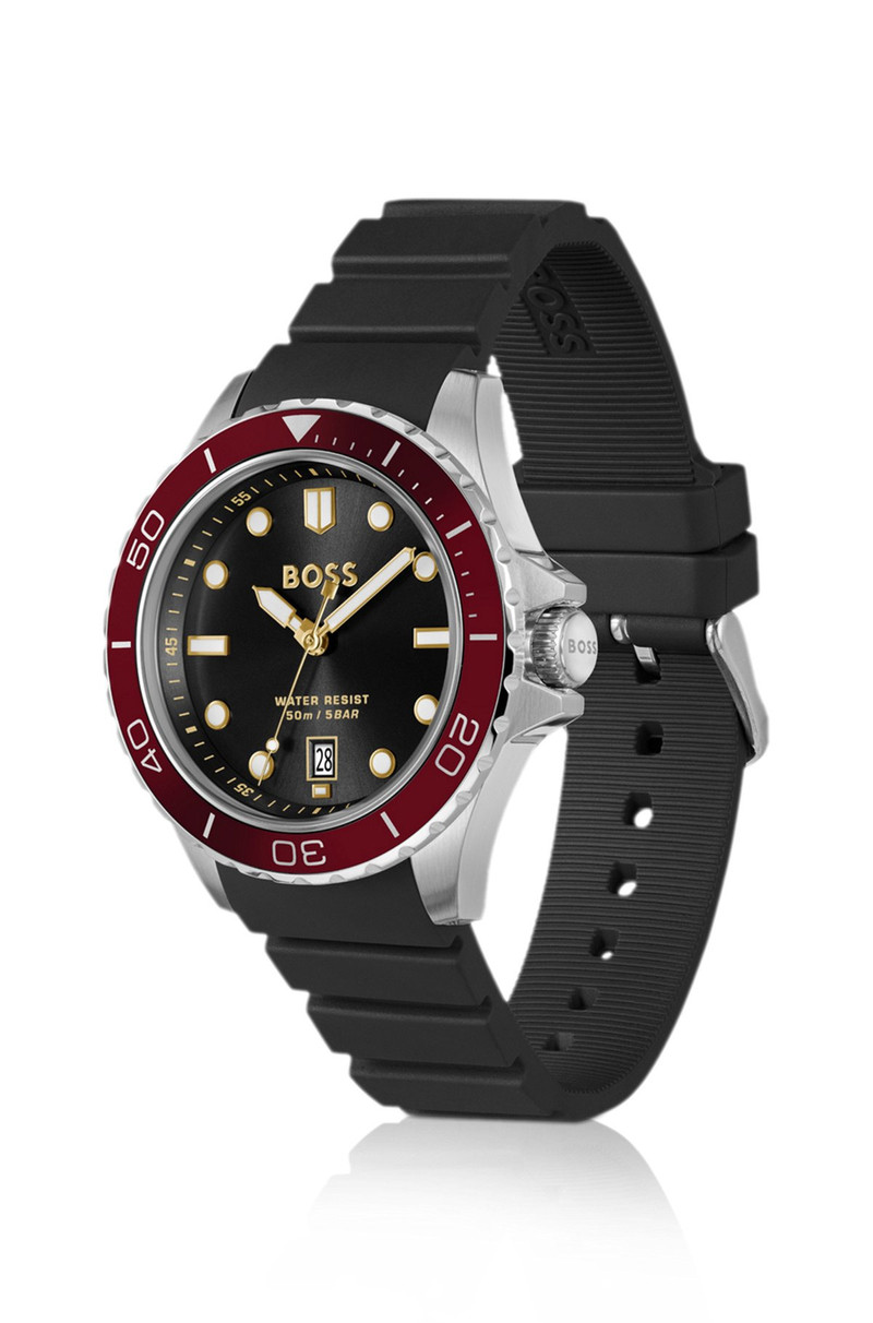 BOSS TROPER BLACK-DIAL WATCH WITH SILICONE STRAP outlook