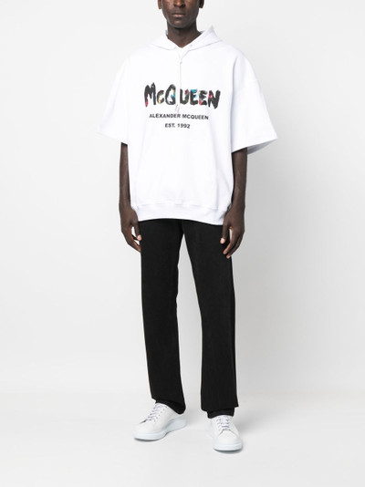 Alexander McQueen logo-print short-sleeved hoodie outlook
