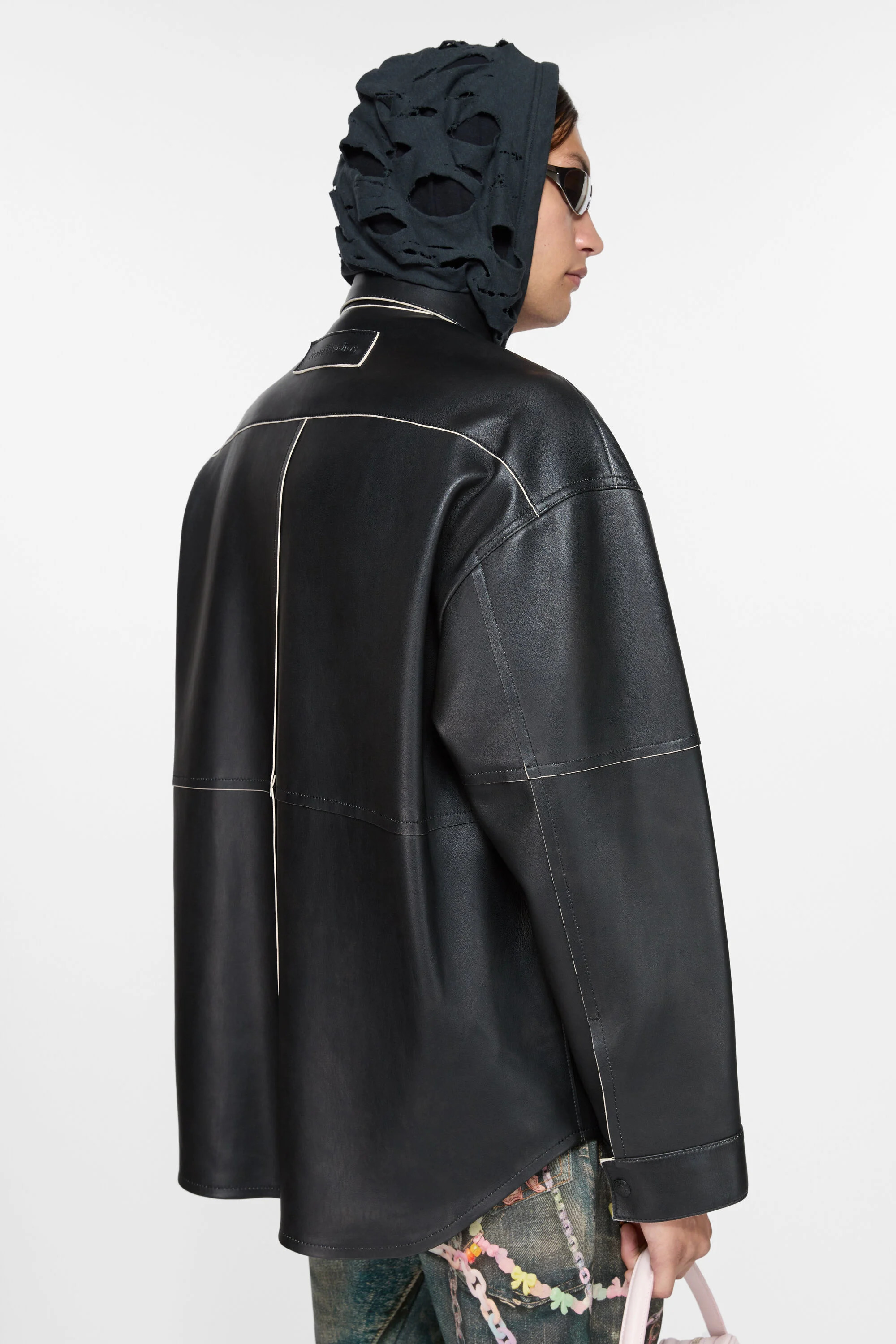 Leather shirt jacket - Black - 3