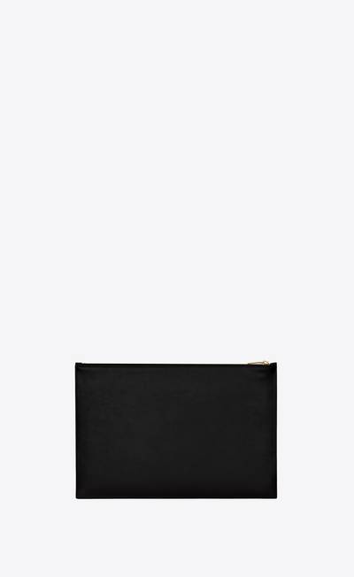 SAINT LAURENT saint laurent medium flat pouch in shiny leather outlook